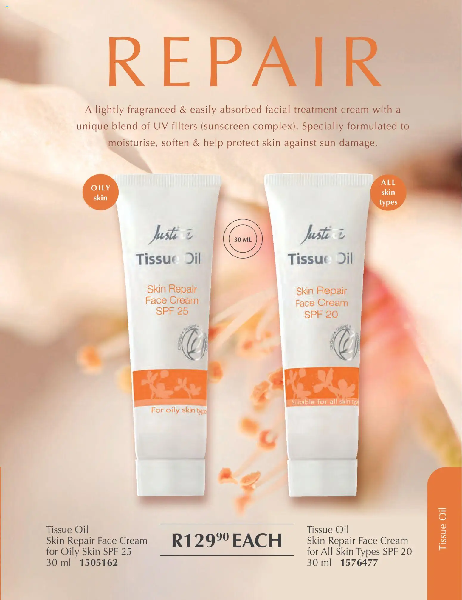 New Justine catalogue – valid from 01.02.2026 | Page: 95 | Products: Tissue oil, Oil, Cream, Sunscreen
