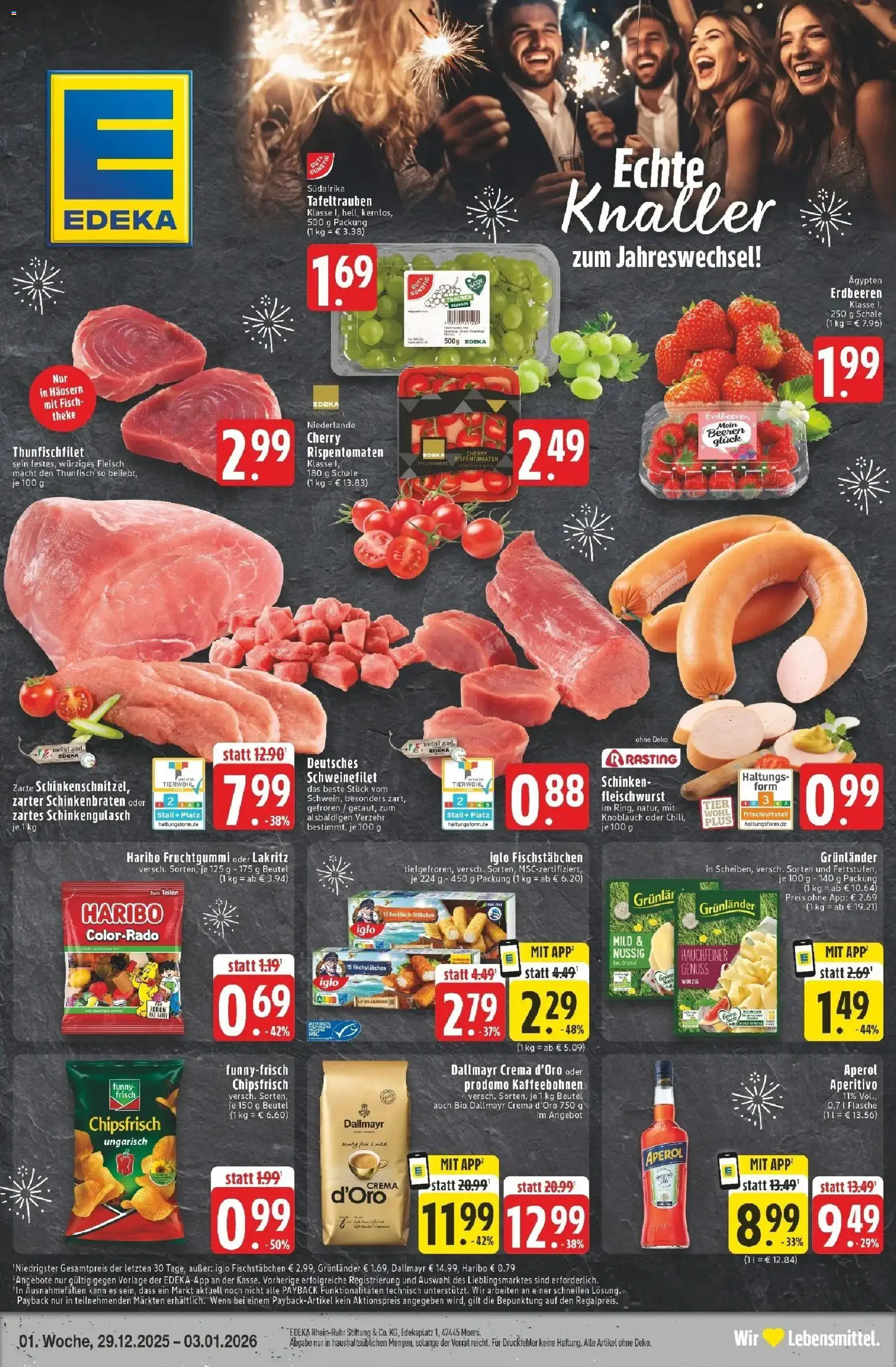 Edeka prospekt Neuss	 – gültig ab 28.12.2025 | Seite: 1 | Produkte: Schweinefilet, Fischstabchen, Grunlander, Erdbeeren