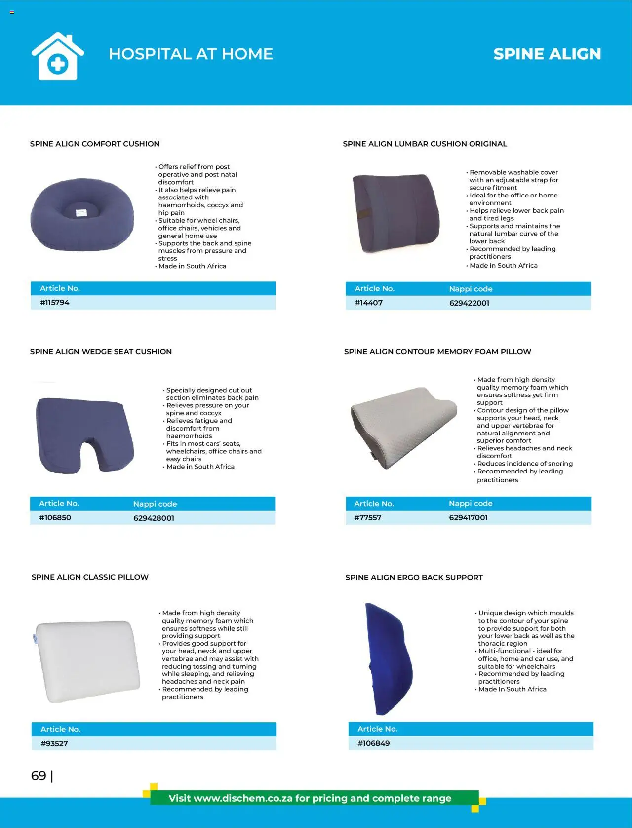 Dis-Chem - HomeCare Catalogue │ valid from 01.01.2025 | Page: 72 | Products: Cover, Cushion, Pillow, Foam