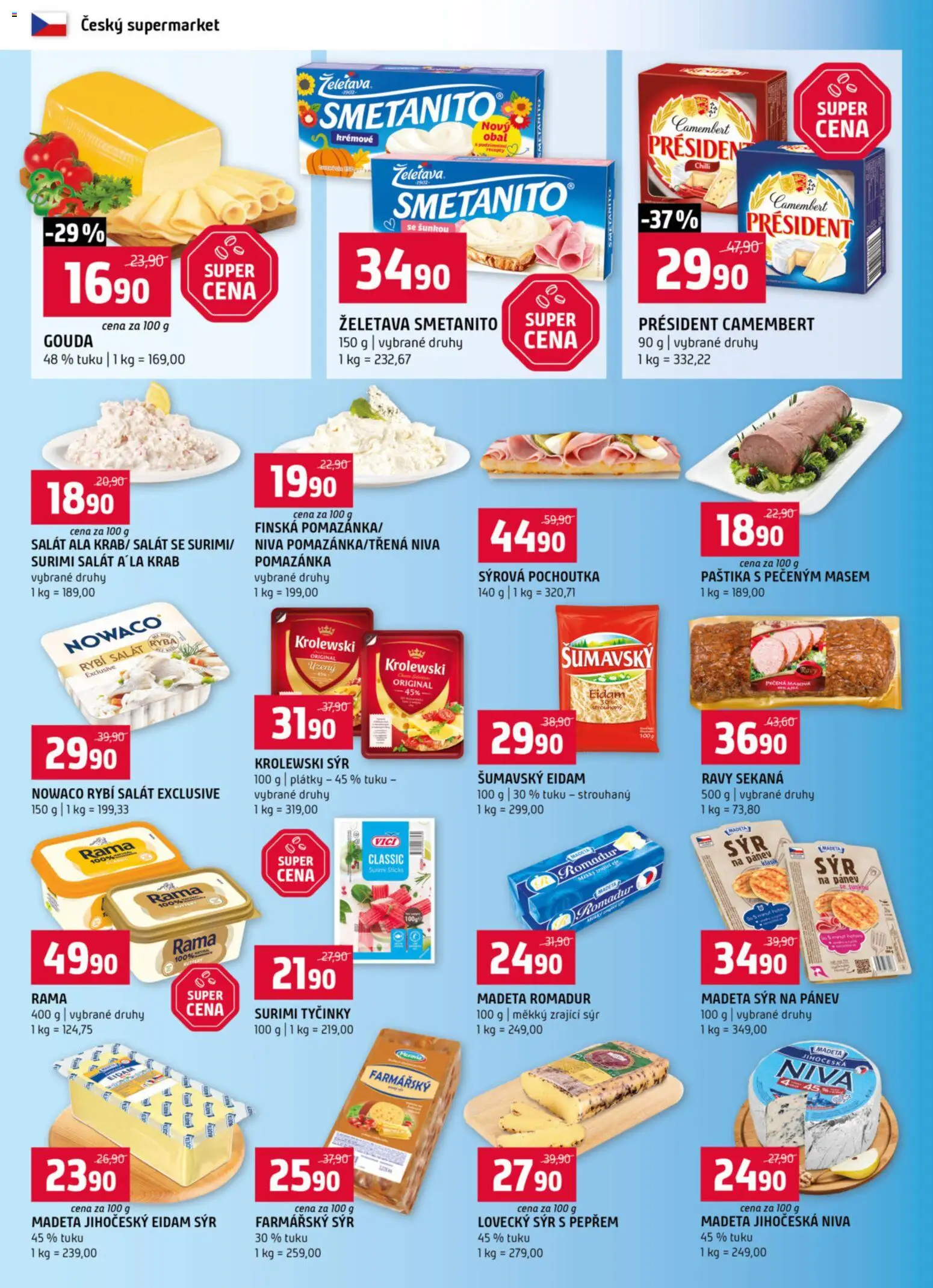 Terno leták - Blatná, Český Krumlov, Prachatice, Strakonice, Tábor, Zlín od 12.11.2025 | Strana: 4 | Produkty: Gouda, Rama, Surimi, Camembert