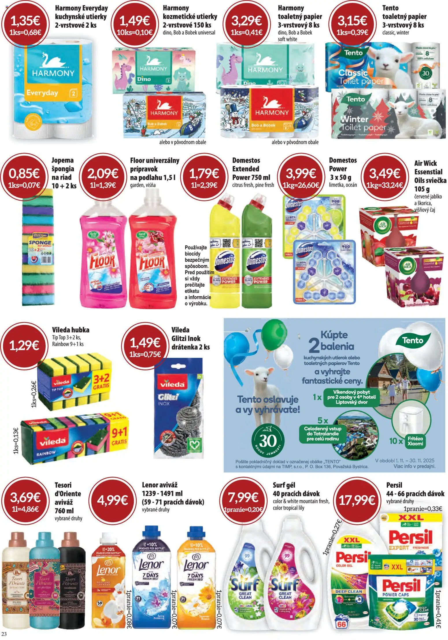 Nové CBA Komfos akcie – leták je platný od 06.11.2025 | Strana: 23 | Produkty: Fritéza, Čaj, Domestos, Lenor