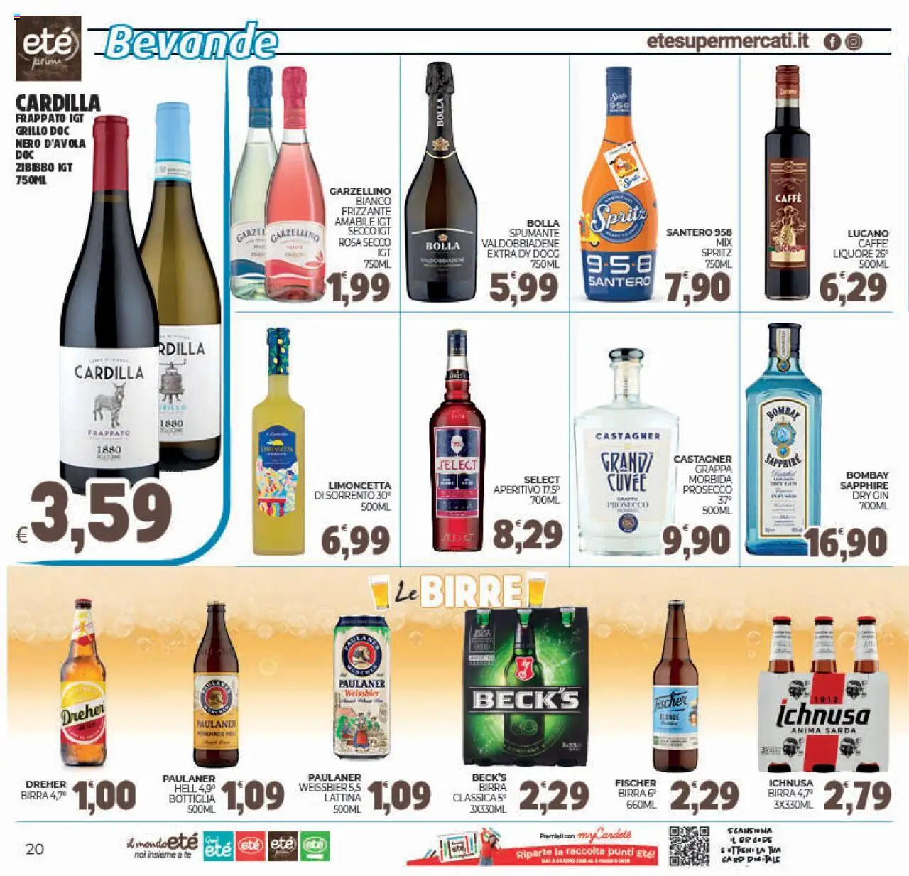 Volantino Eté del 29.08.2025 | Pagina: 20 | Prodotti: Gin, Prosecco, Bottiglia, Grappa