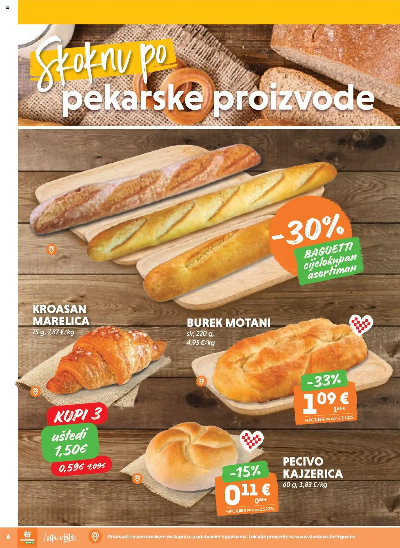 Studenac katalog | vrijedi od 13.08.2025 | Stranica: 6 | Proizvodi: Burek, Kroasan, Pecivo