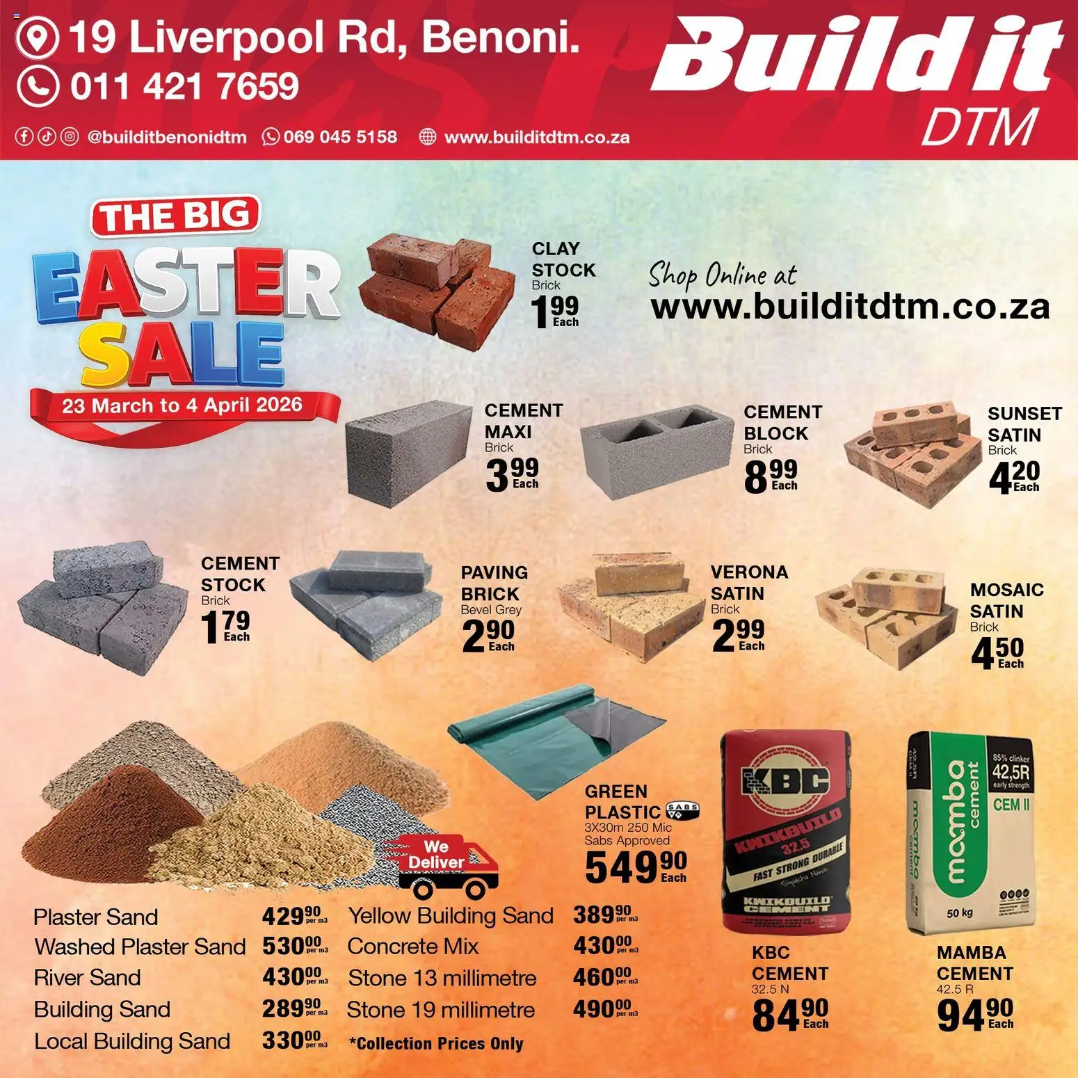 New Build It catalogue – valid from 23.03.2026 | Page: 2 | Products: Plaster, Stock, Cement, Clay