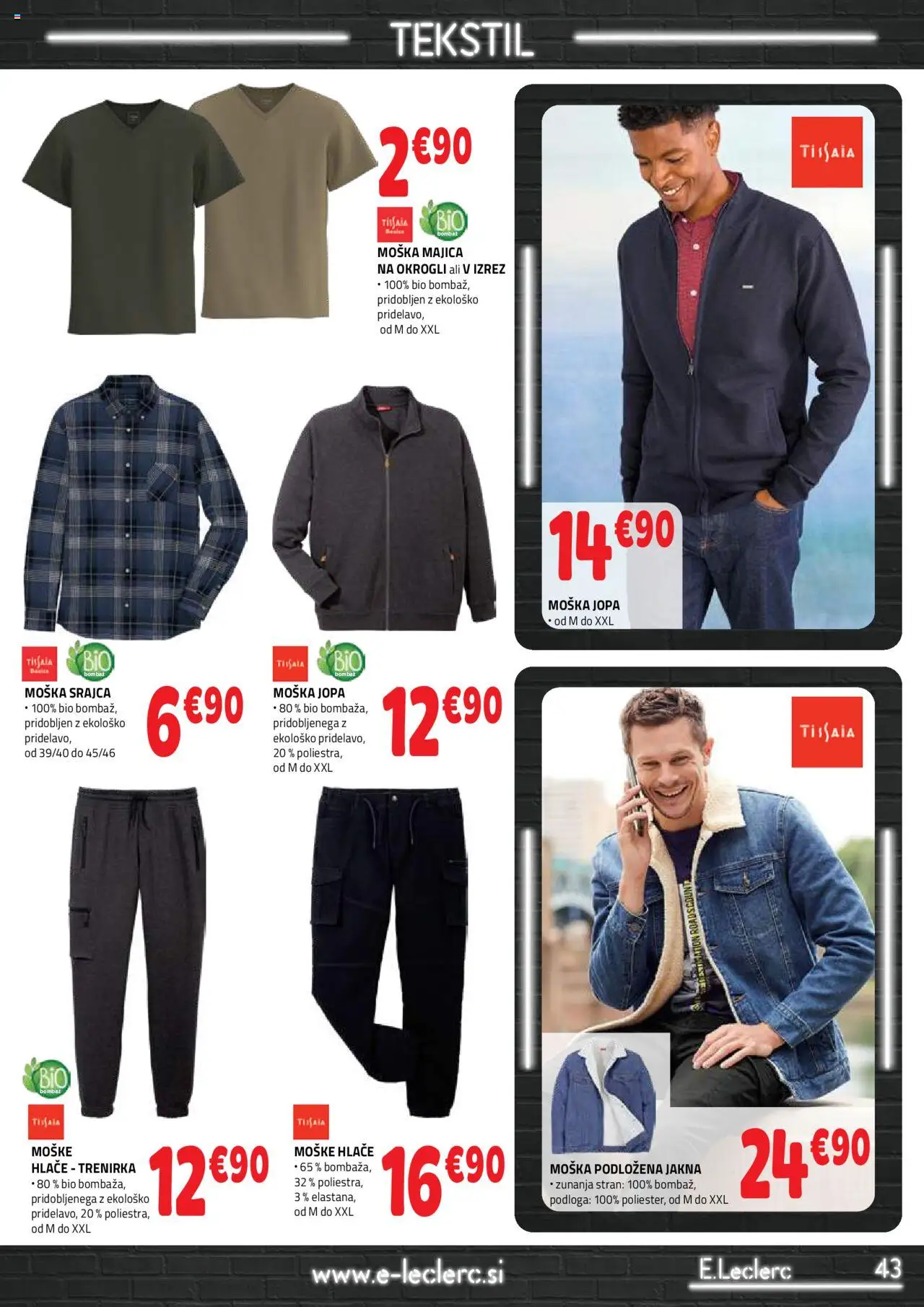 Novi E.leclerc katalog ponudbe – veljaven od 01.10.2025 | Stran: 43 | Izdelki: Srajca, Podloga, Majica, Jakna