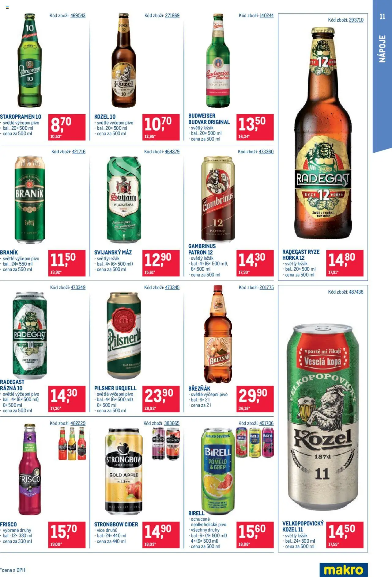 Makro leták - Maloobchod od 13.08.2025 | Strana: 11 | Produkty: Birell, Kozel 10, Frisco, Pilsner