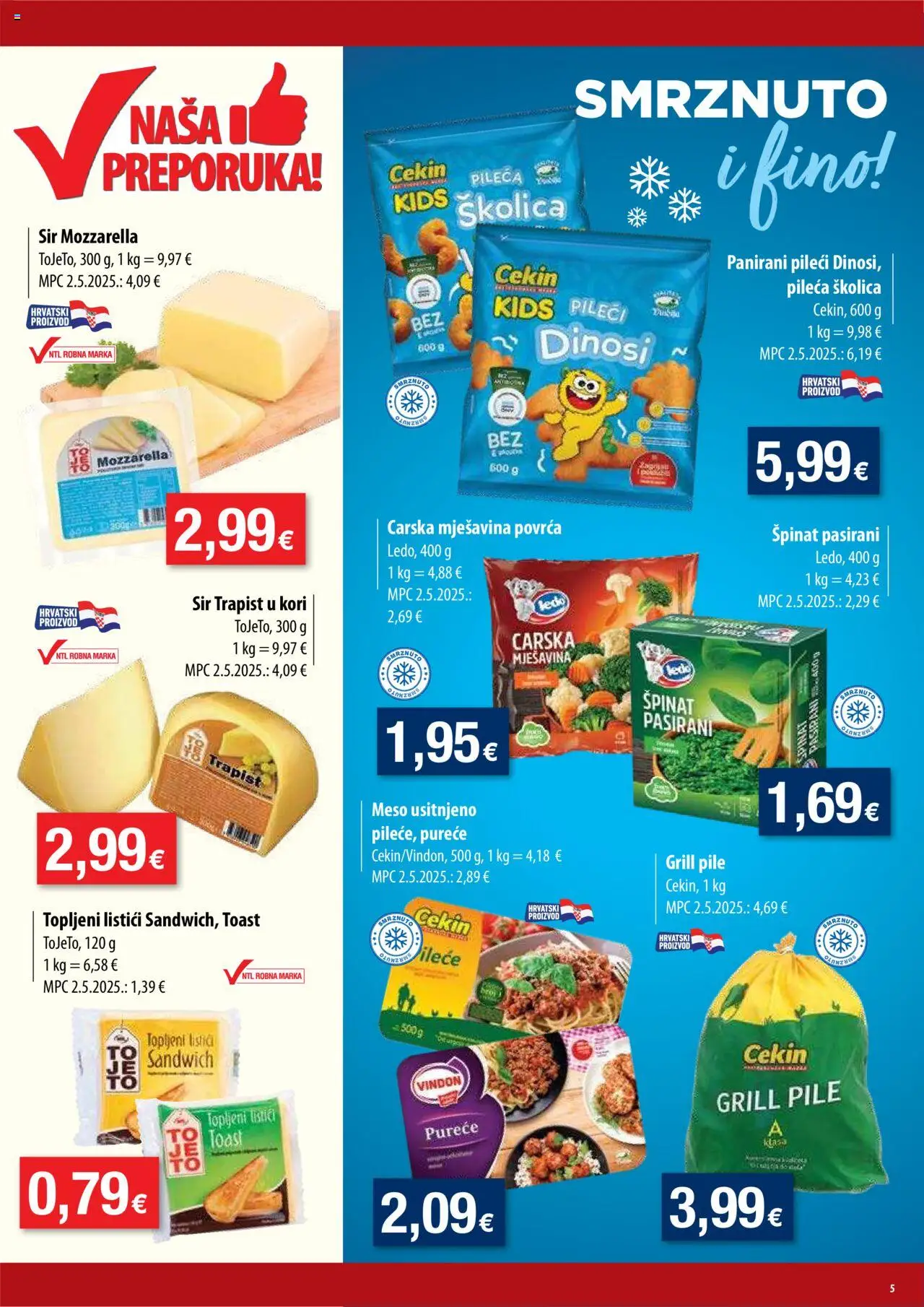 NTL katalog | vrijedi od 20.08.2025 | Stranica: 5 | Proizvodi: Mozzarella, Sir, Meso, Toast