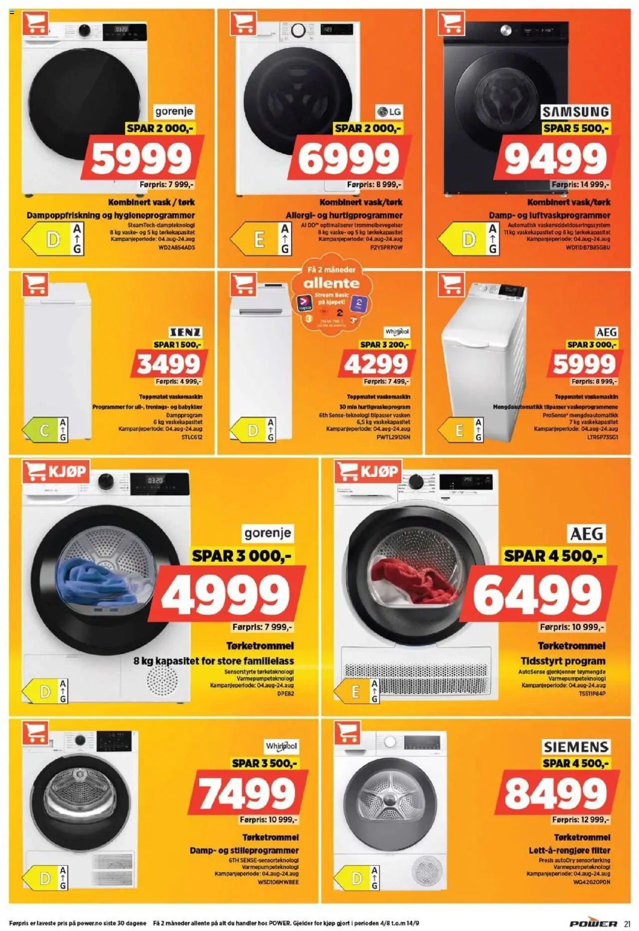  | Side: 21 | Produkter: Vask, Vaskemaskin, Tørketrommel