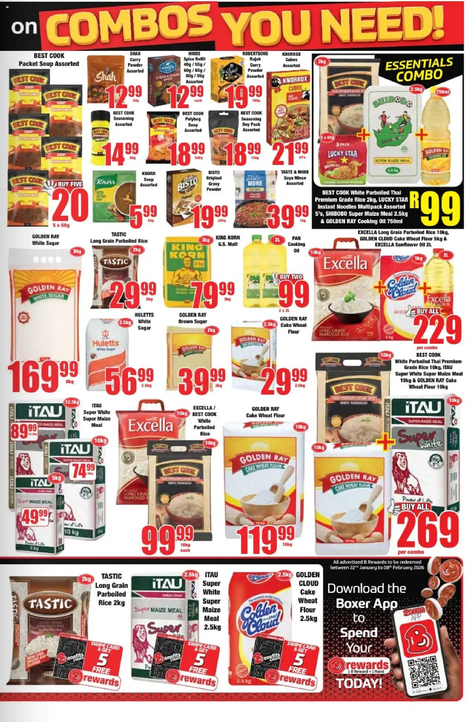 New Boxer catalogue – valid from 05.01.2026 | Page: 9 | Products: Maize meal, Noodles, Gravy, Sugar