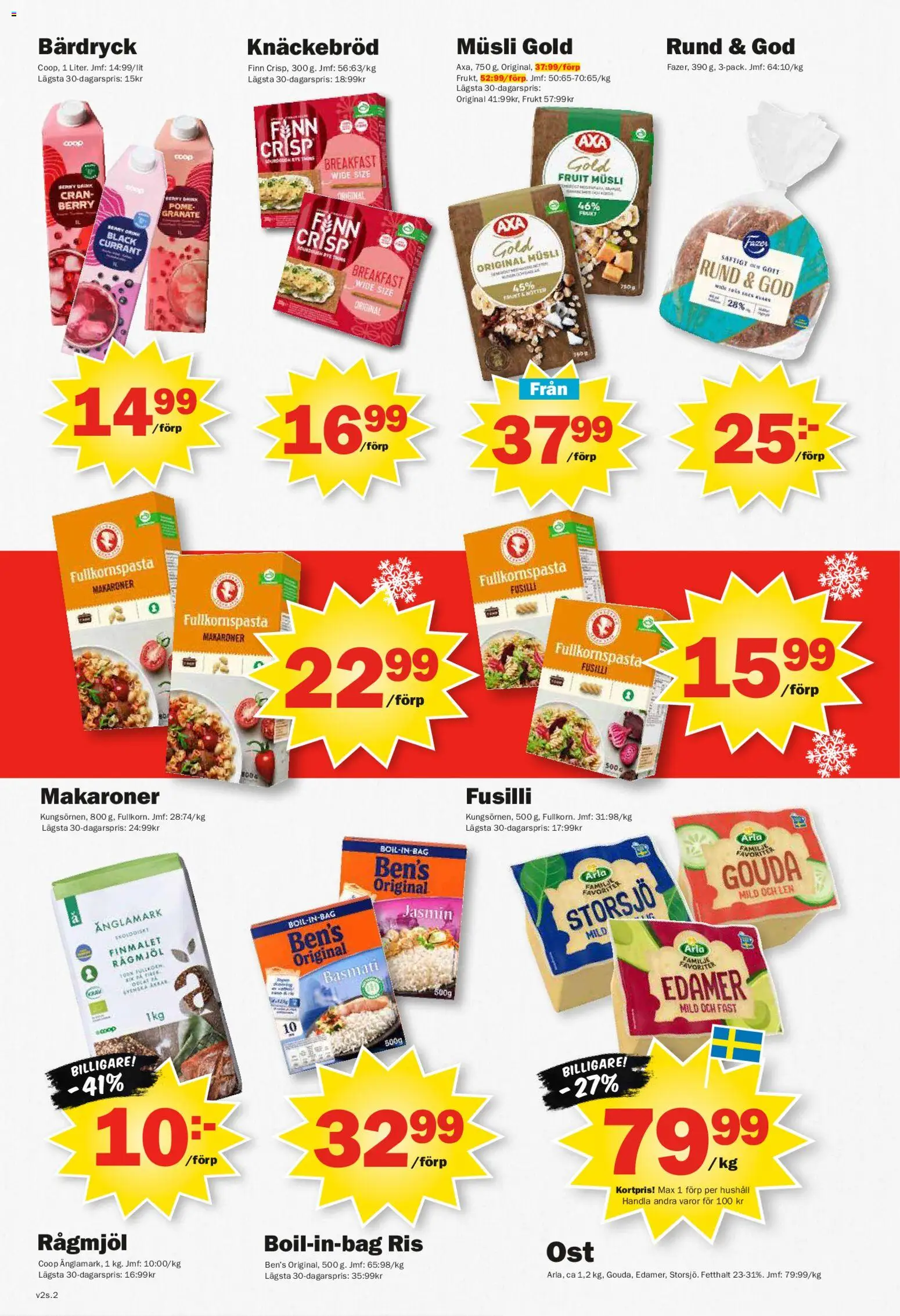 Pekås reklamblad aktuell från 05.01.2026 | Sida: 2 | Produkter: Musli, Knäckebröd, Makaroner, Ris