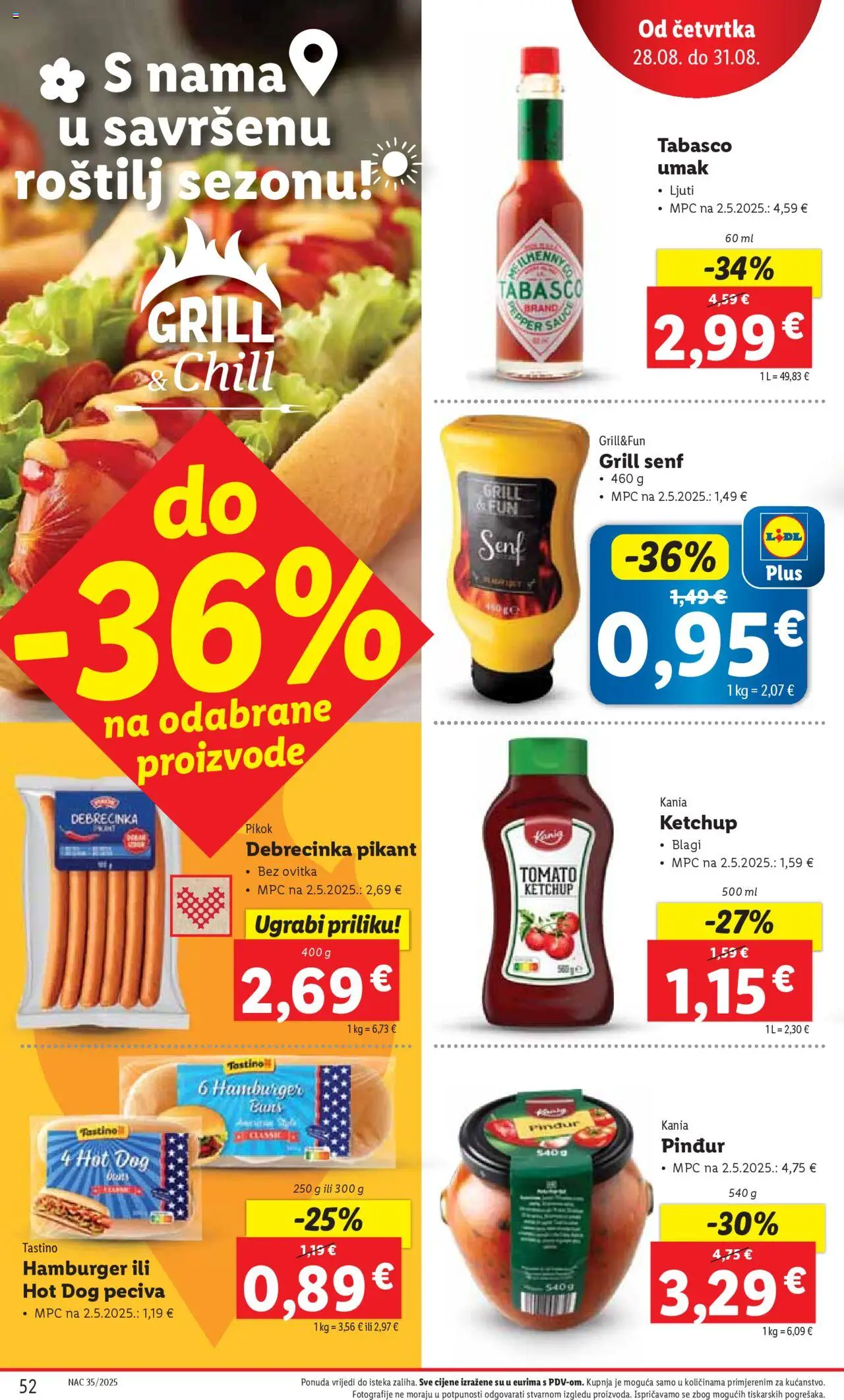 Lidl katalog | vrijedi od 25.08.2025 | Stranica: 52 | Proizvodi: Roštilj, Umak, Hamburger, Pinđur