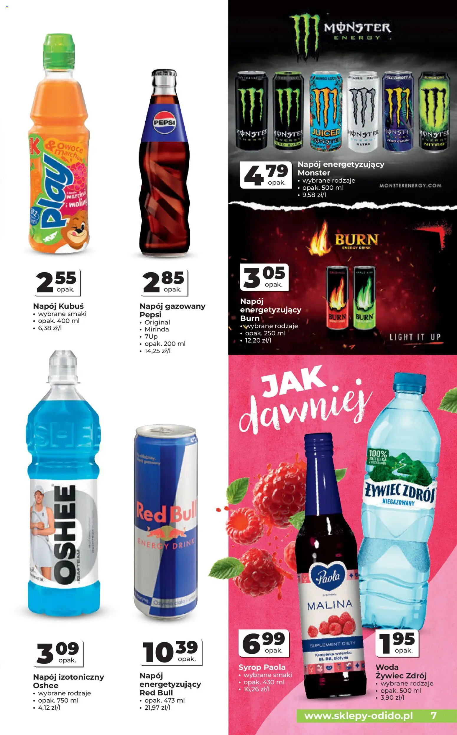 Odido Gazetka od 21.01.2026 | Strona: 7 | Produkty: Syrop, Malina, Red bull, Pepsi