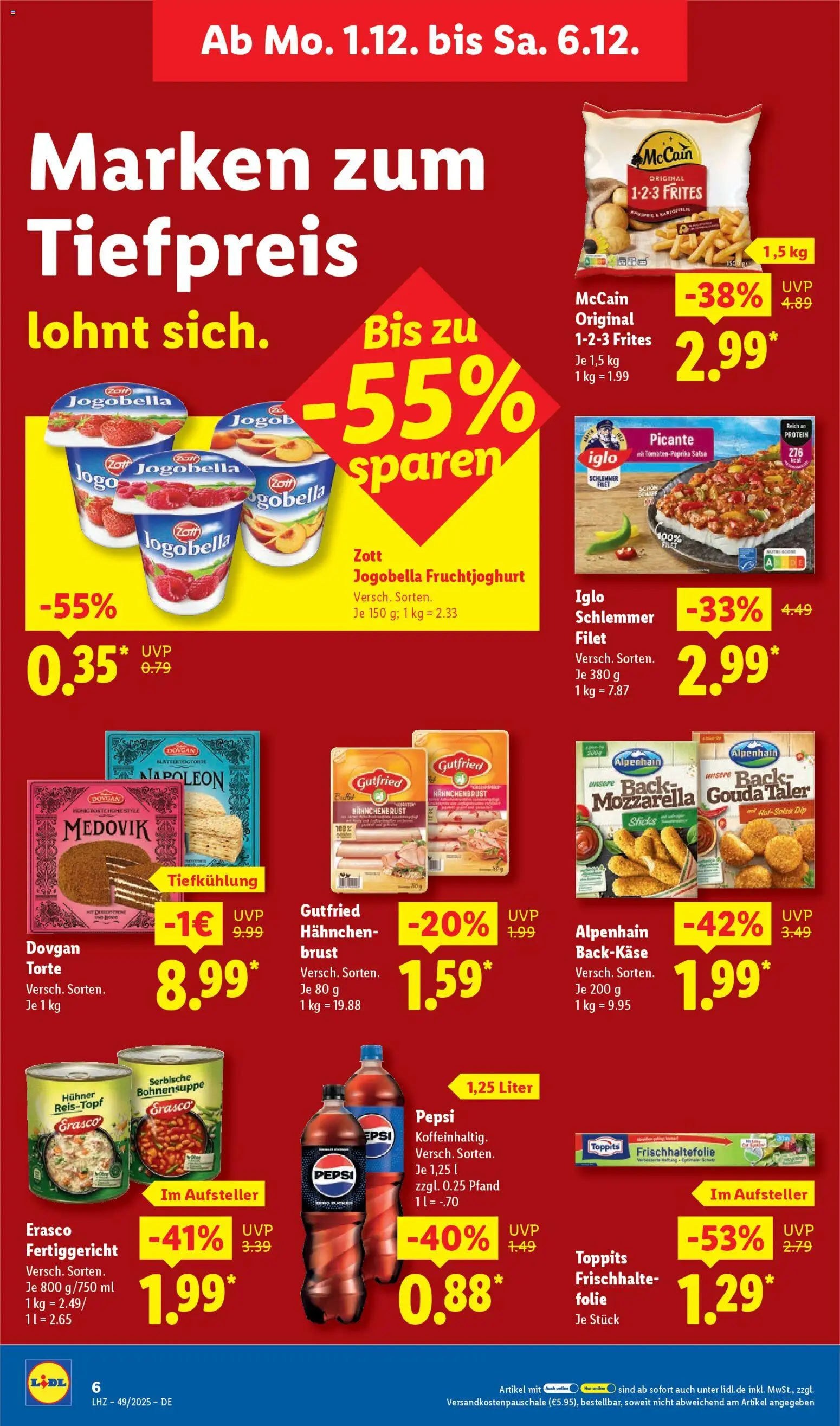 Lidl Prospekt Uffenheim – gültig ab 01.12.2025 | Seite: 10 | Produkte: Iglo, McCain, Erasco, Hahnchenbrust