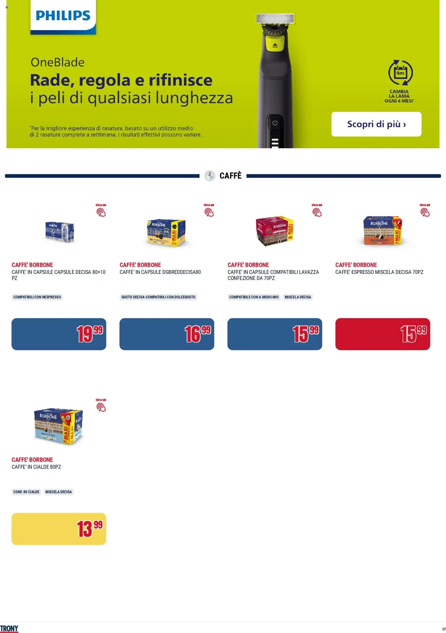 Volantino Trony del 04.12.2025 | Pagina: 27 | Prodotti: Caffè, Lavazza