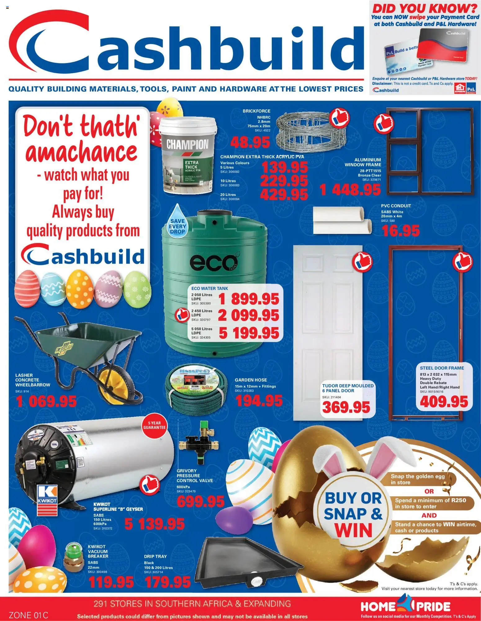 New Cashbuild catalogue – valid from 23.03.2026 | Page: 1 | Products: Tray, Paint, Geyser, Water