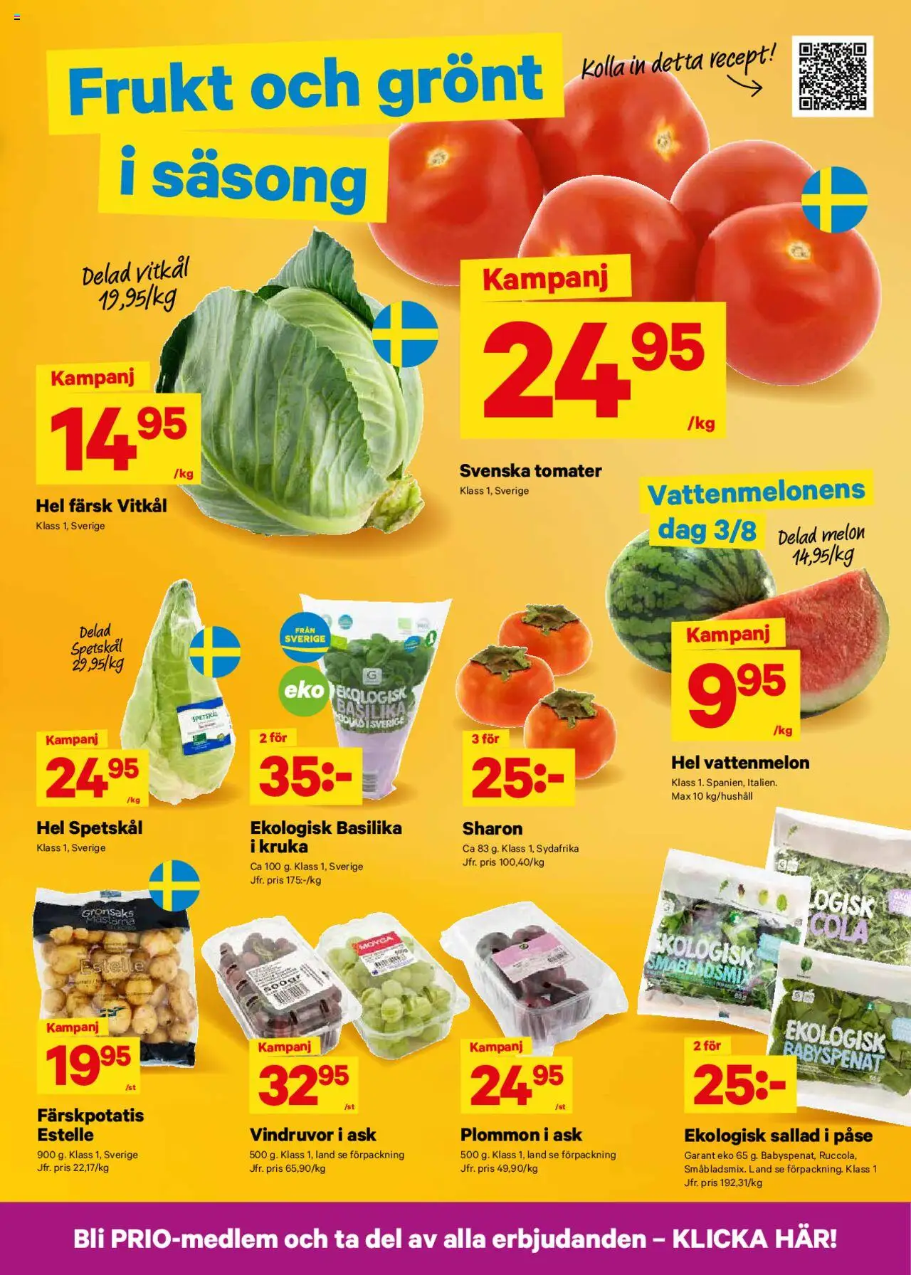 City Gross reklamblad aktuell från 28.07.2025 | Sida: 3 | Produkter: Färskpotatis, Vindruvor, Sharon, Basilika