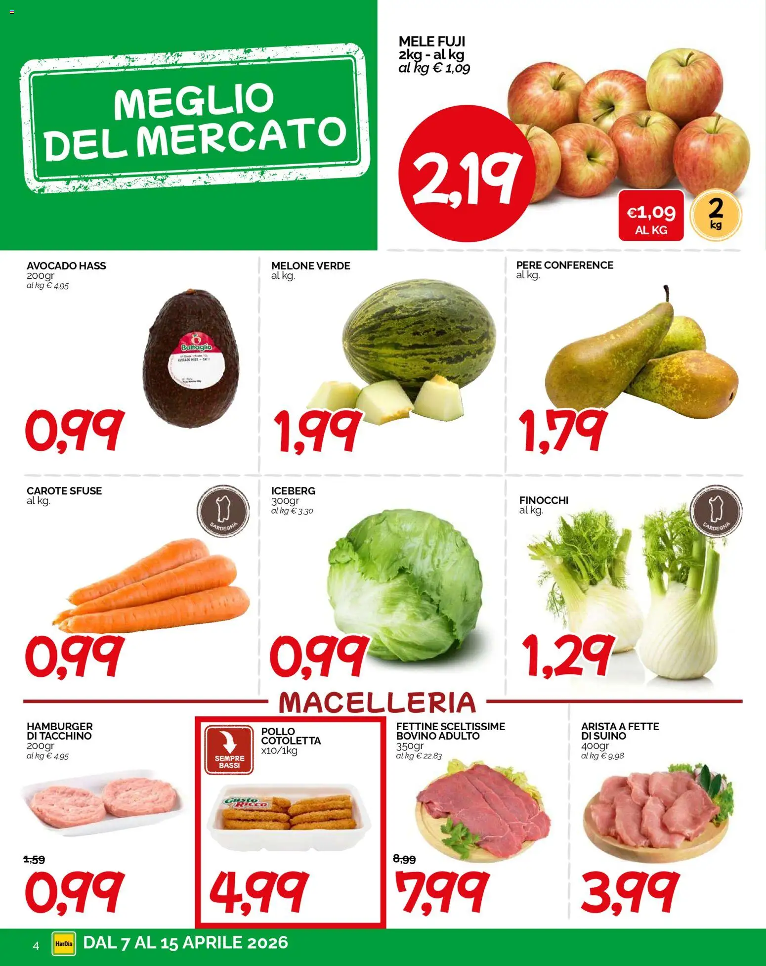 Volantino HarDis del 07.04.2026 | Pagina: 4 | Prodotti: Pollo, Suino, Tacchino, Melone