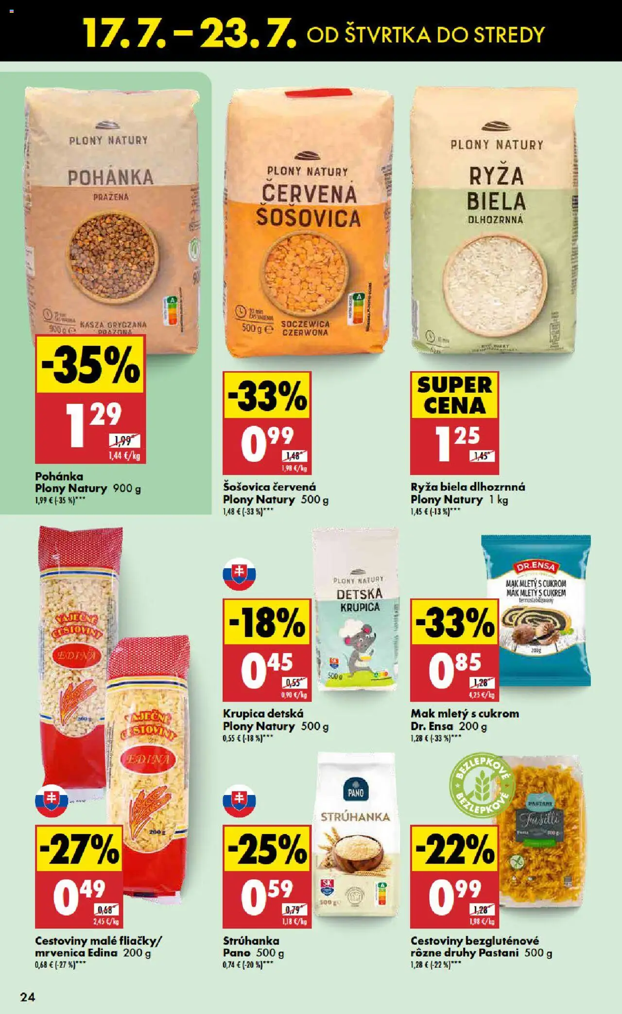 Biedronka leták │ platný od 17.07.2025 | Strana: 24 | Produkty: Fusilli, Ryža, Mak, Krupica