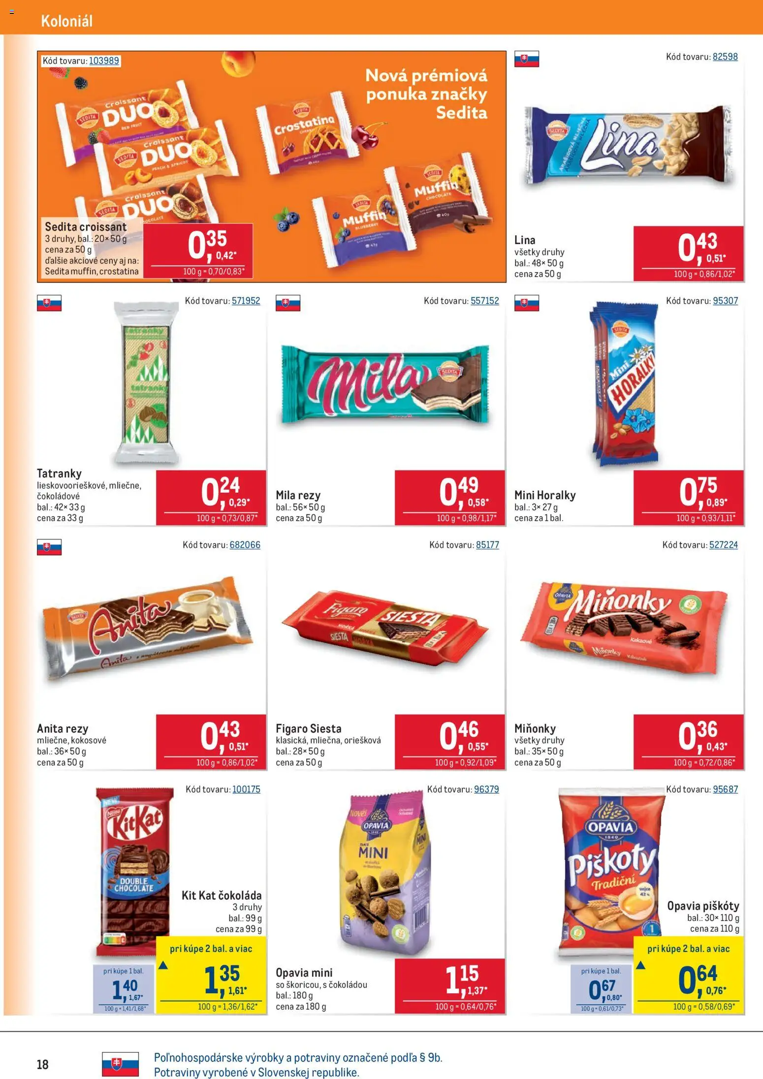 Nové Metro akcie – leták je platný od 22.10.2025 | Strana: 18 | Produkty: Croissant, Čokoláda, Mila, Horálky