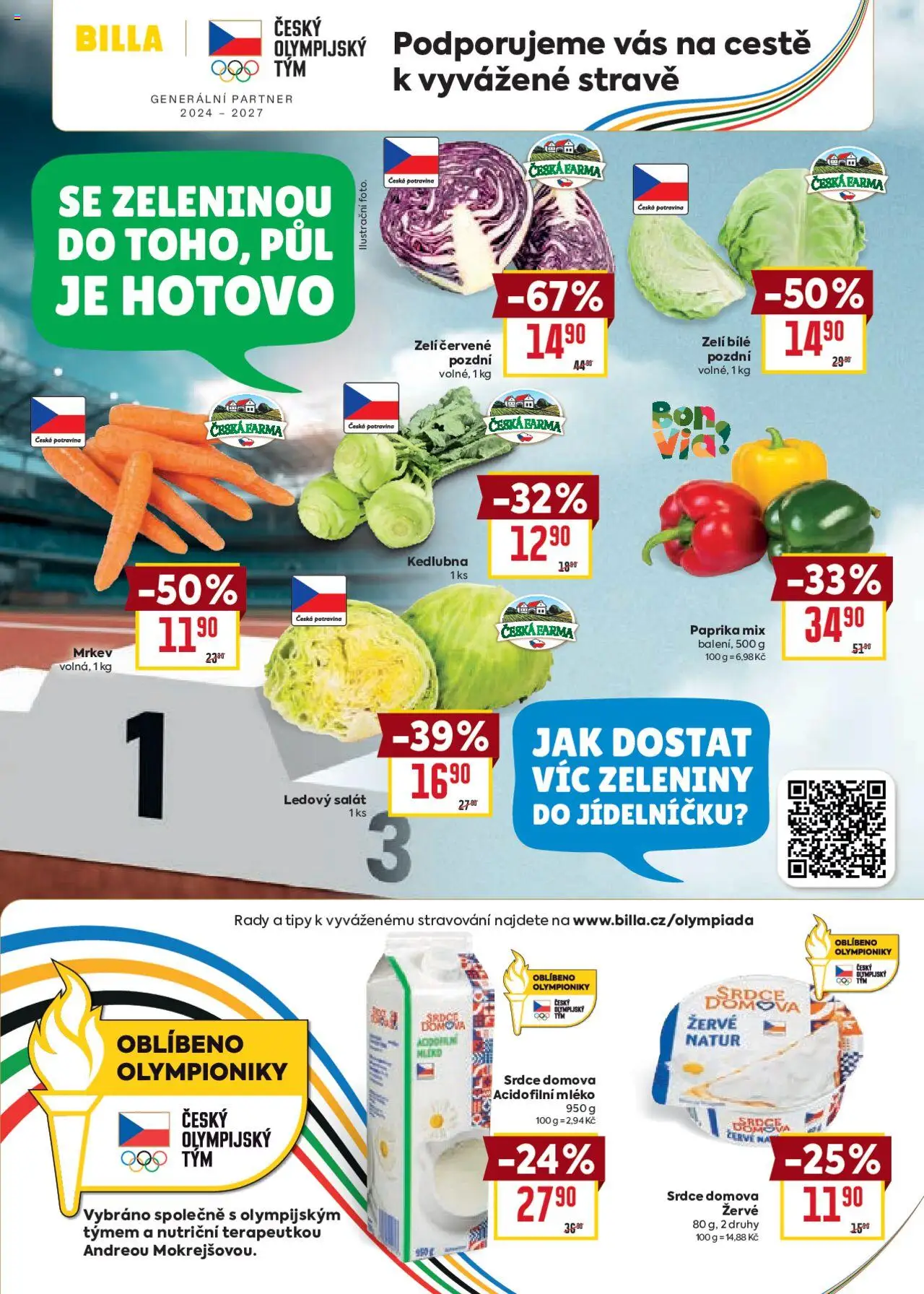 Billa Velký leták od 24.09.2025 | Strana: 3 | Produkty: Mléko, Zelí, Paprika, Ledový salát