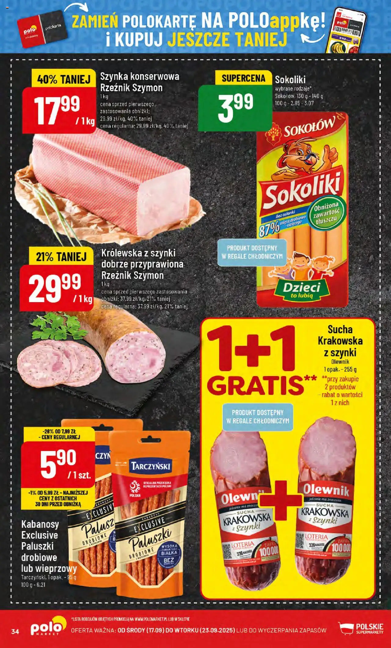 POLOmarket Gazetka od 17.09.2025 | Strona: 34 | Produkty: Kabanosy, Szynka, Paluszki