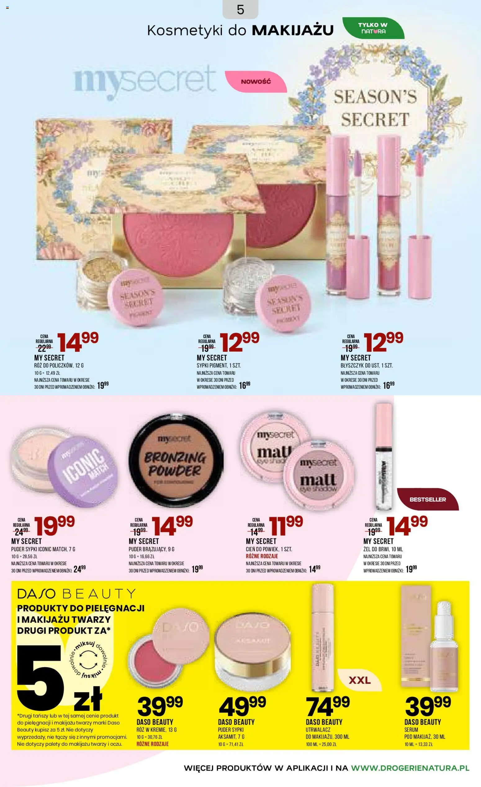 Drogerie Natura gazetka od 18.03.2026 | Strona: 5 | Produkty: Kosmetyki, Makijaż, Róż, Błyszczyk
