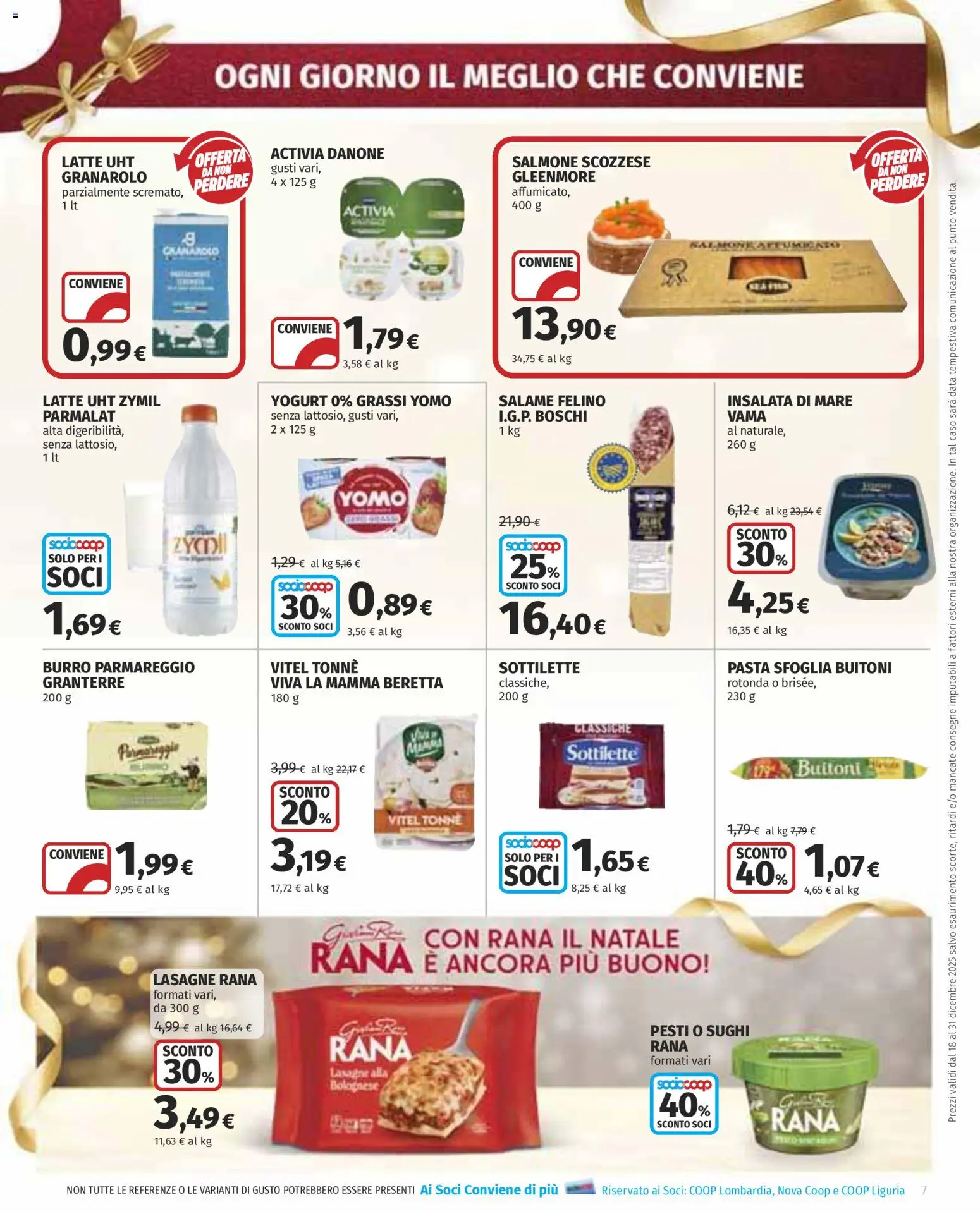 Volantino COOP del 18.12.2025 | Pagina: 7 | Prodotti: Salame, Salmone, Latte, Burro