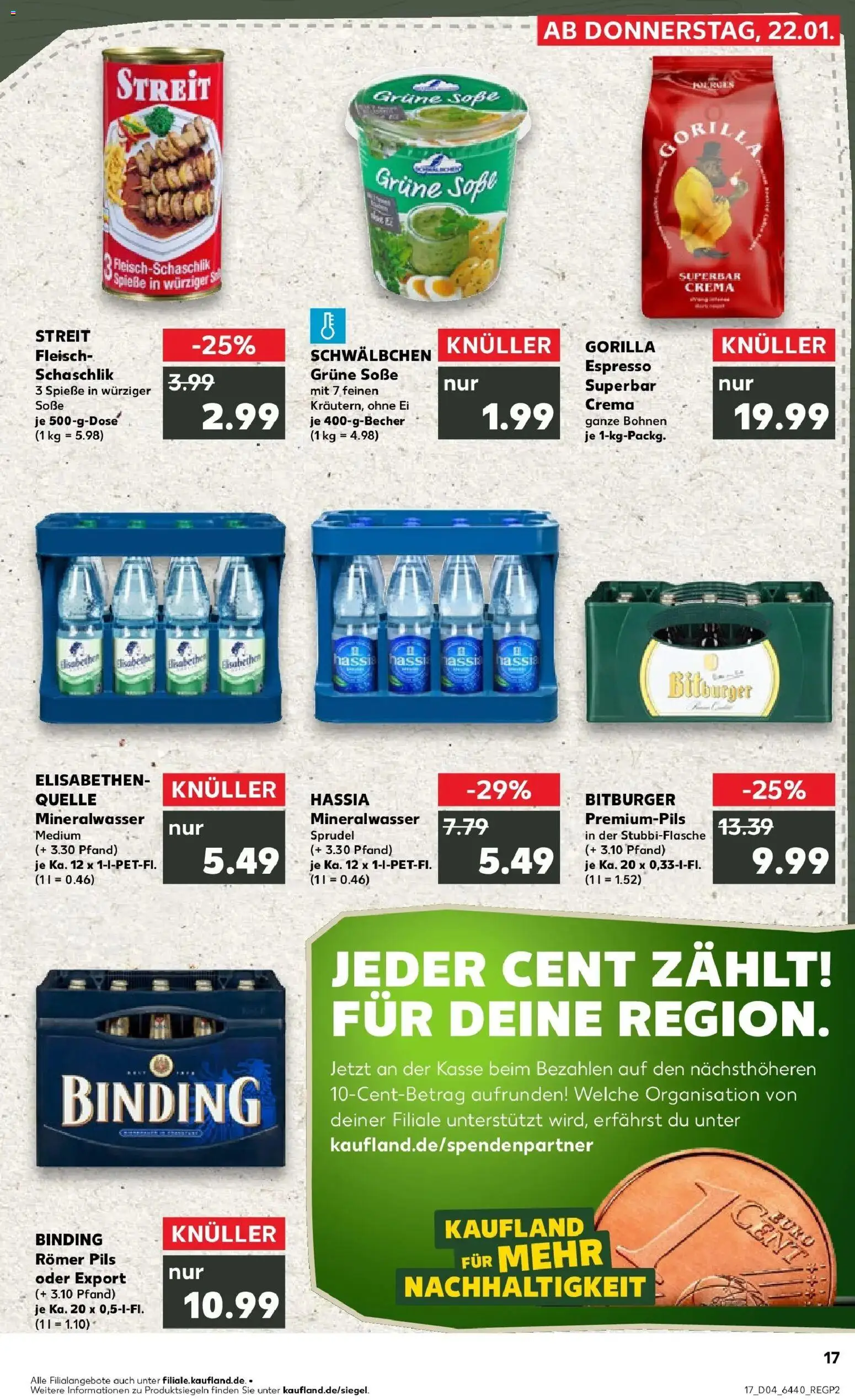 Kaufland prospekt Rüsselsheim Am Main	 – gültig ab 22.01.2026 | Seite: 2 | Produkte: Spieße, Mineralwasser, Soße, Fleisch