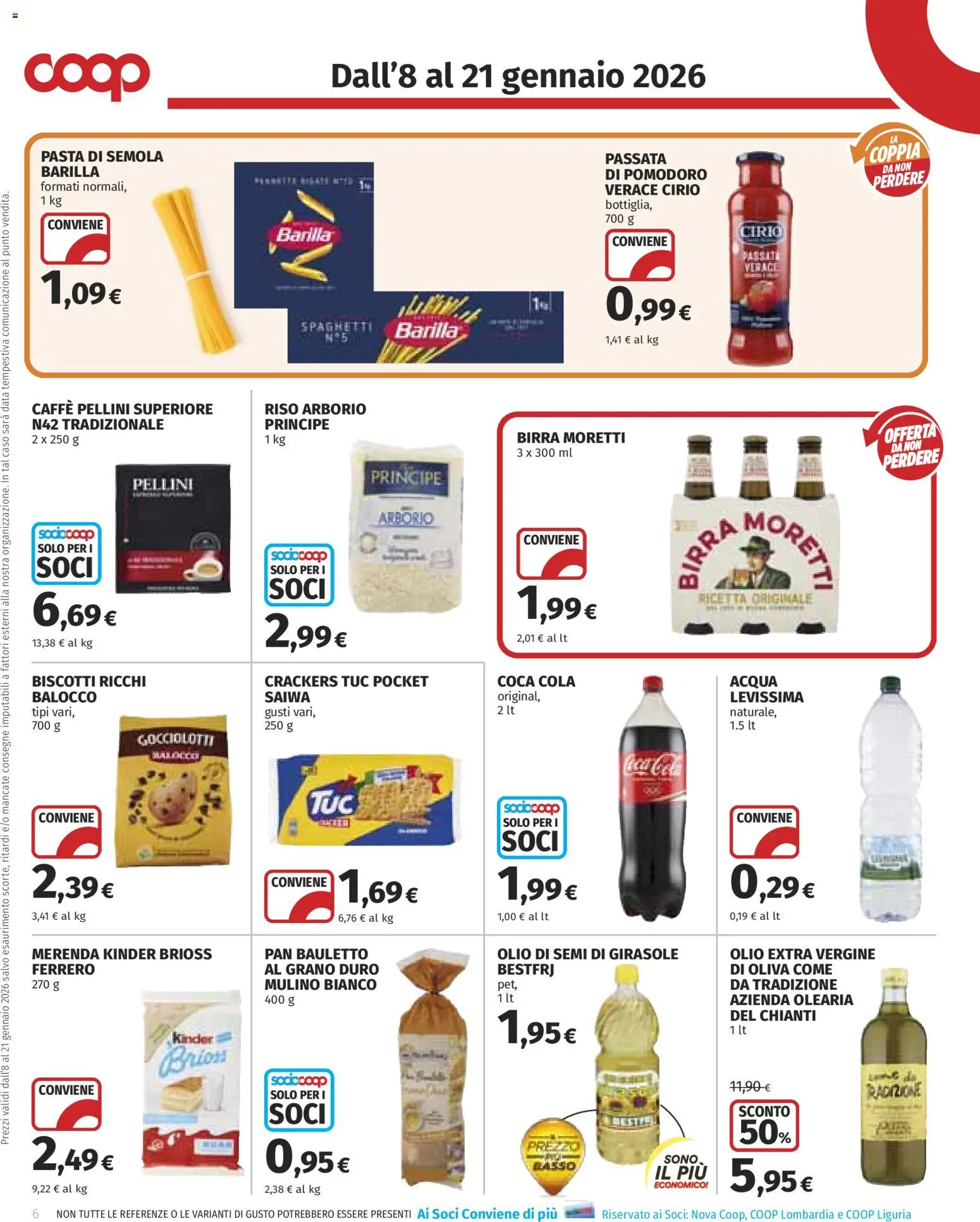 Volantino COOP del 08.01.2026 | Pagina: 6 | Prodotti: Birra, Riso, Pasta, Birra Moretti