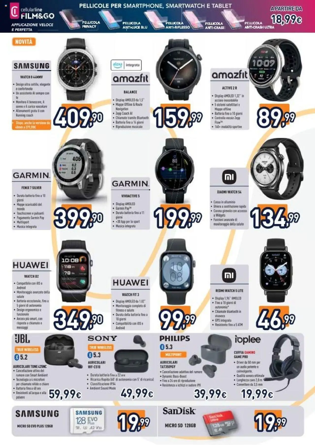 Volantino Unieuro del 22.08.2025 | Pagina: 14 | Prodotti: Xiaomi, Alluminio, Smartwatch, Samsung