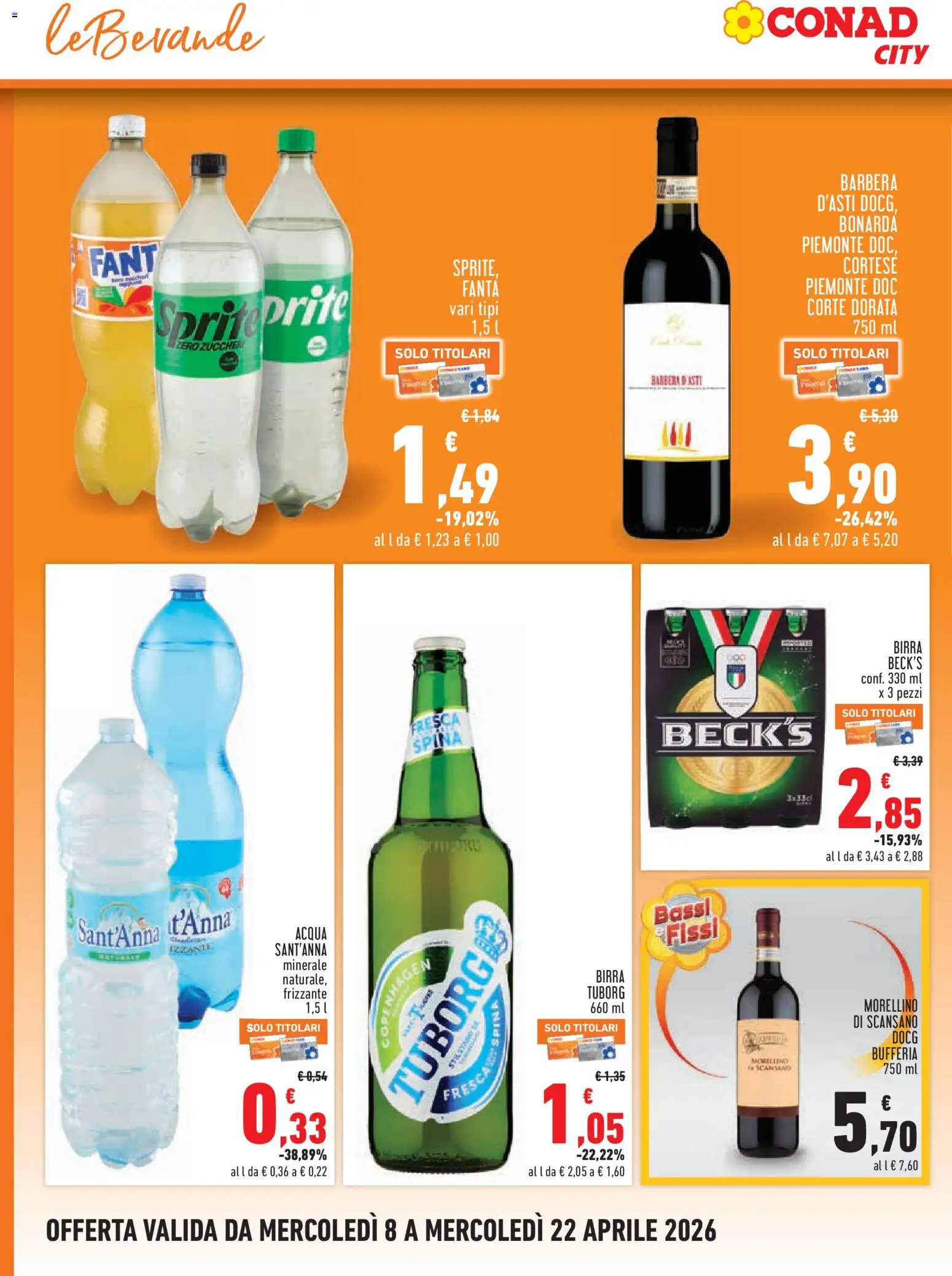 Volantino Conad del 08.04.2026 | Pagina: 10 | Prodotti: Birra, Acqua, Fanta
