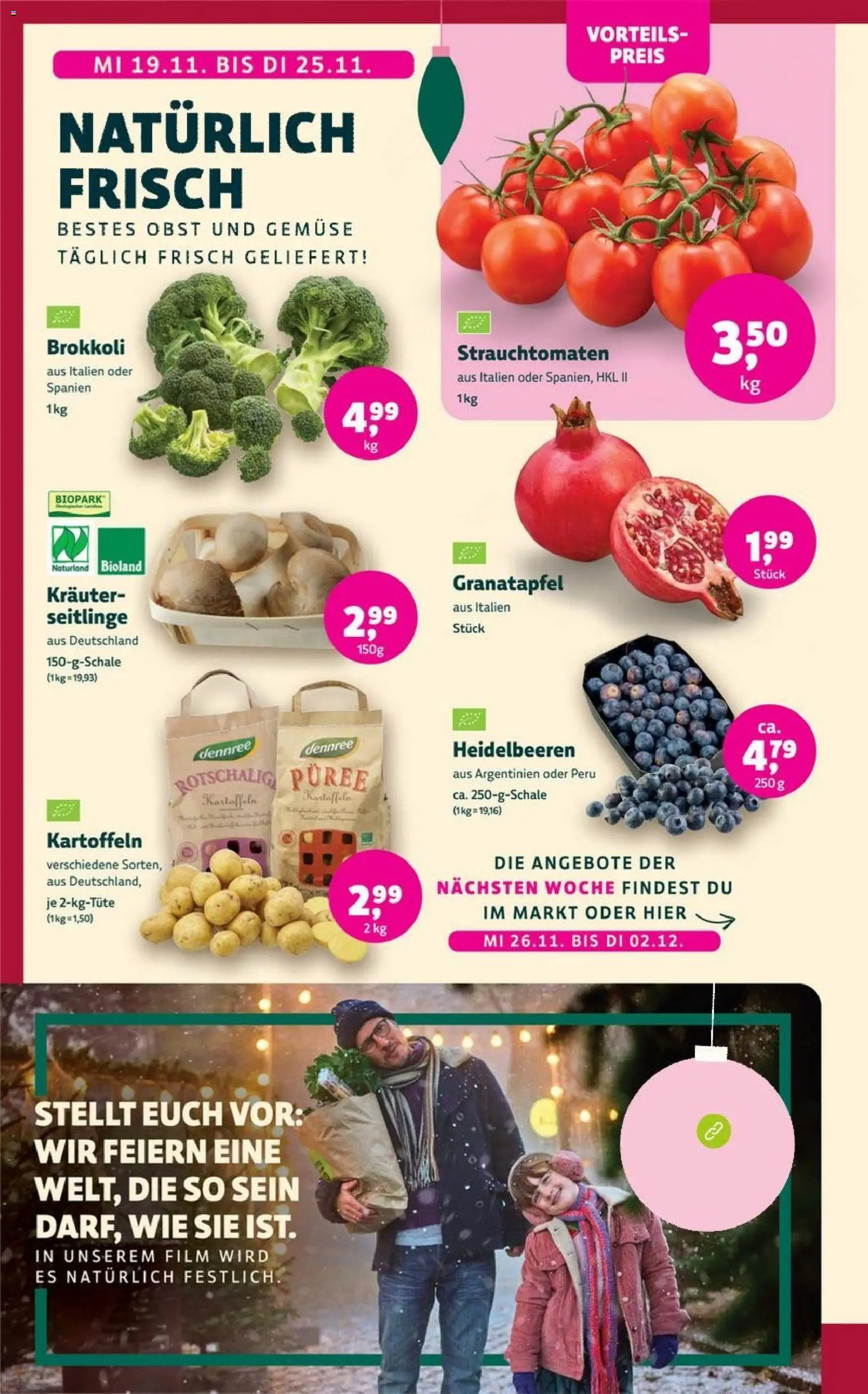 Denns BioMarkt Angebote – gültig ab 19.11.2025 | Seite: 2 | Produkte: Granatapfel, Heidelbeeren, Gemüse, Obst