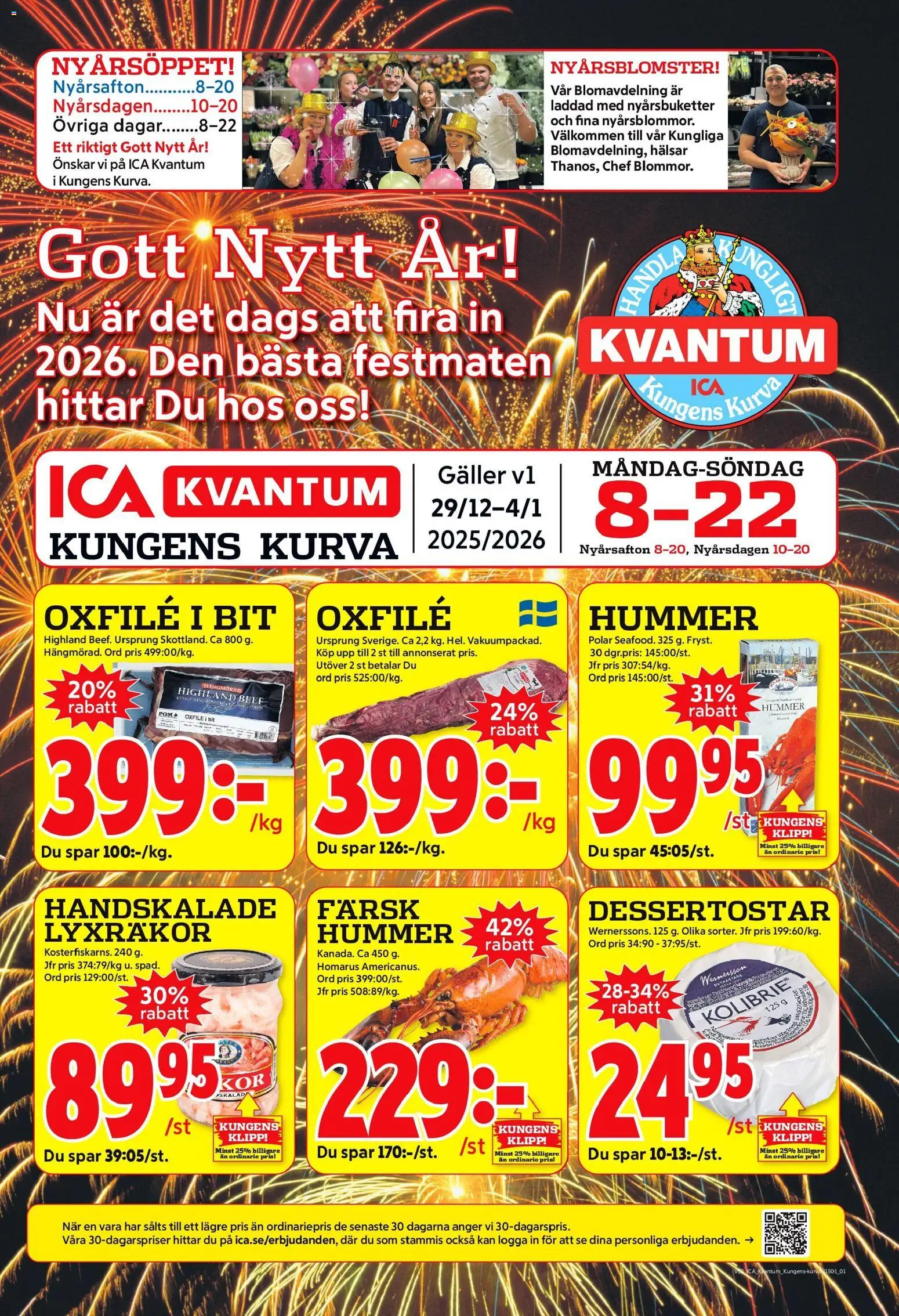 ICA Kvantum reklamblad aktuell från 30.12.2025 | Sida: 1 | Produkter: Galler, Oxfilé