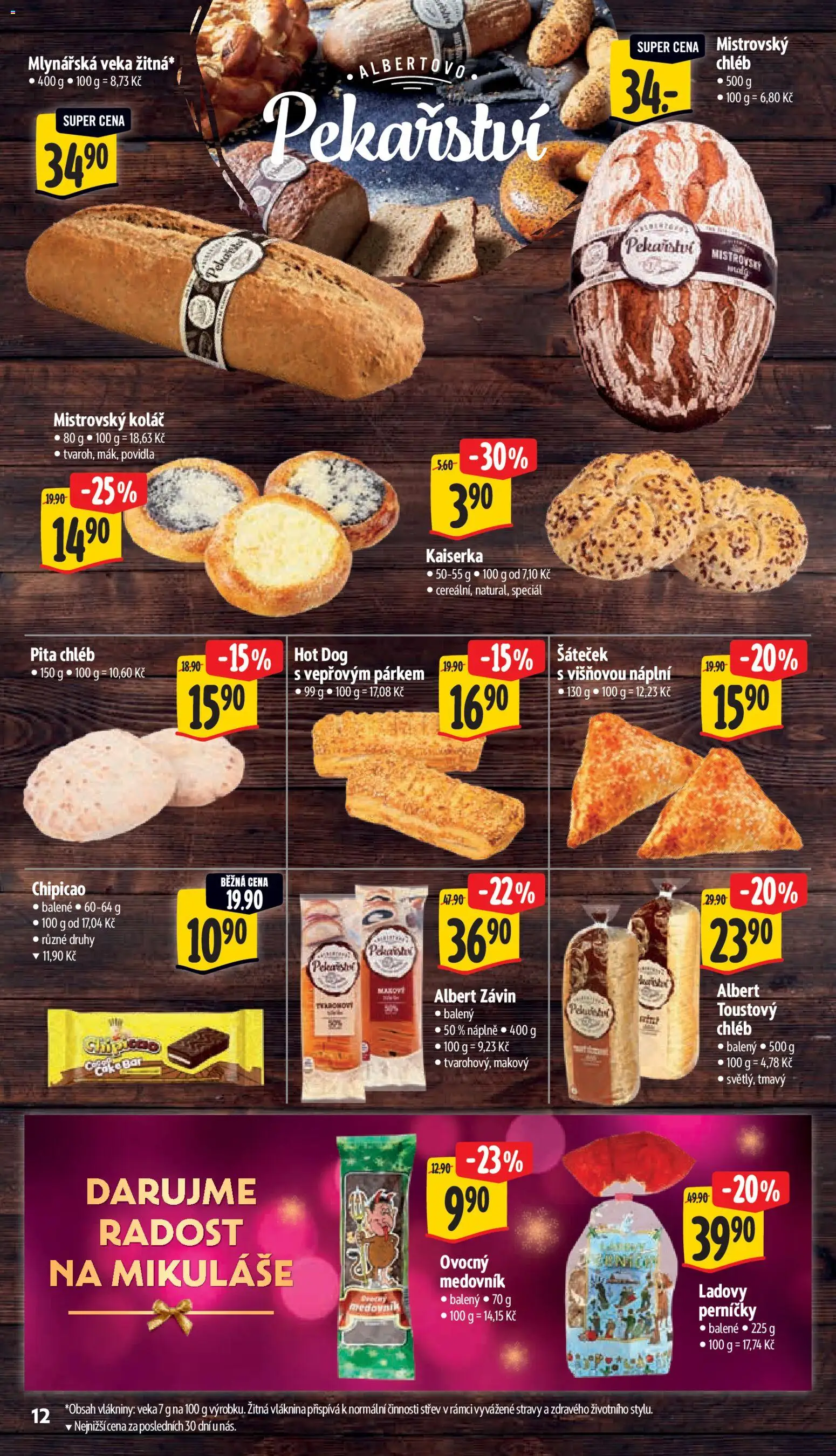 Albert leták - Supermarket od 19.11.2025 | Strana: 20 | Produkty: Povidla, Hot dog, Medovník, Pita chléb