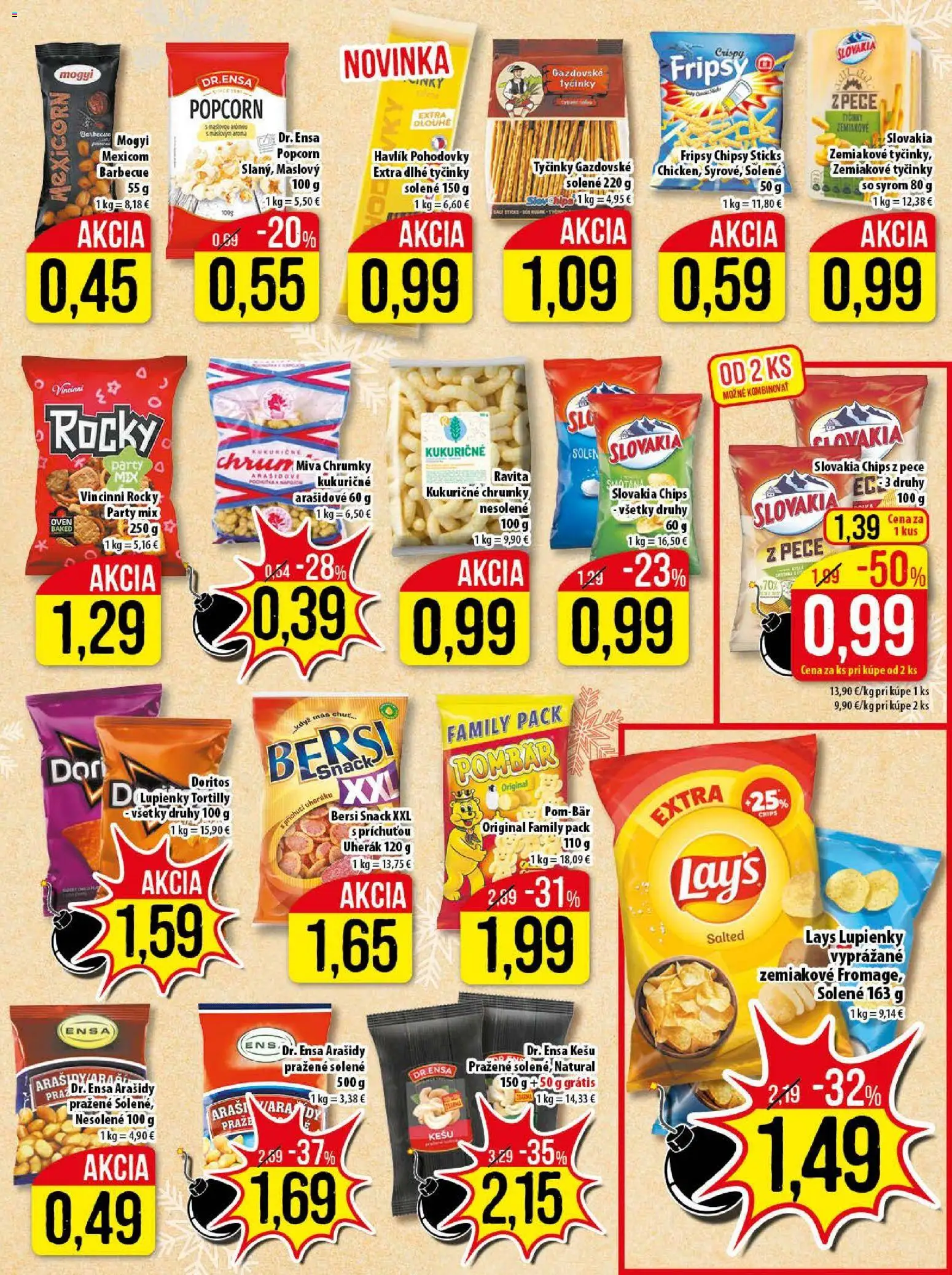 Nové Klas akcie – leták je platný od 29.12.2025 | Strana: 14 | Produkty: Chipsy, Arašidy
