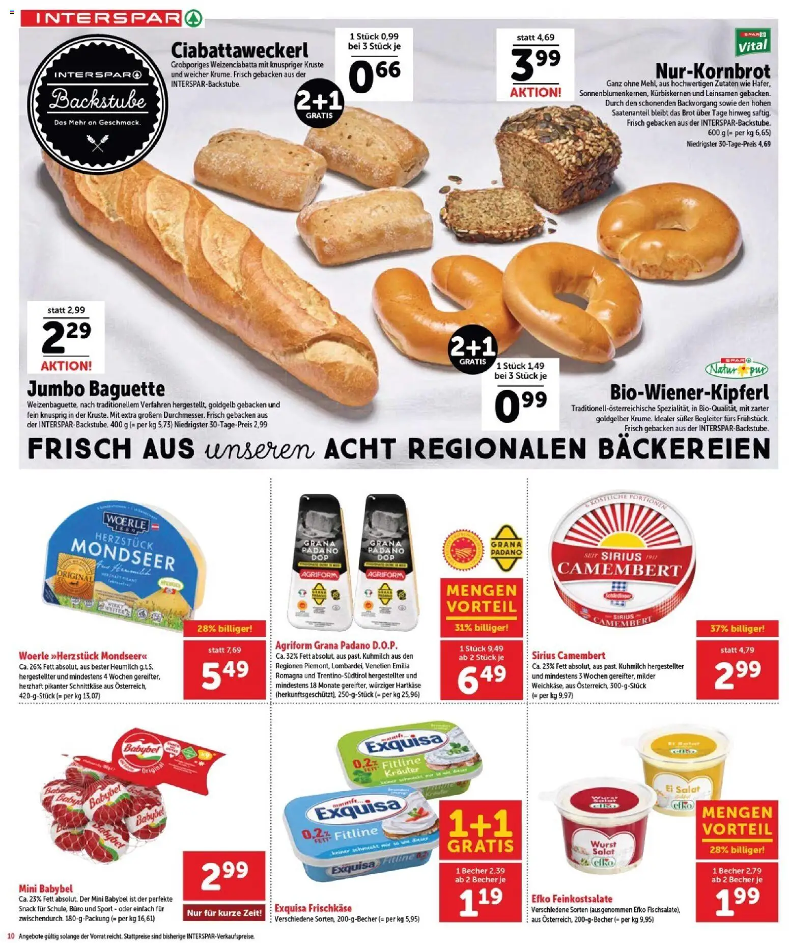 Interspar Flugblatt - Burgenland Nord gültig ab 12.02.2026 | Seite: 10 | Produkte: Salat, Wurst, Jääkaappipakastin, Brot