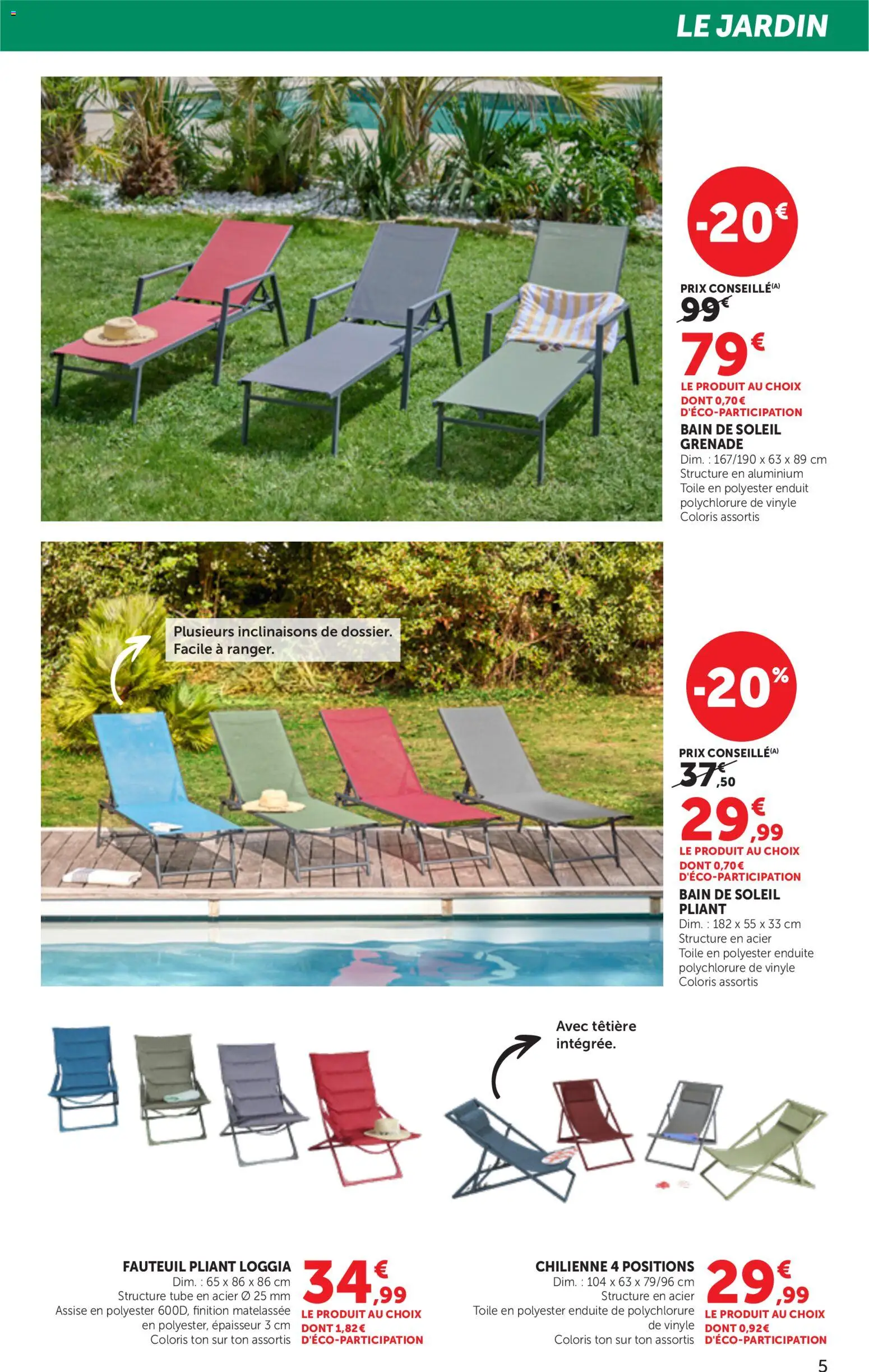 {H1} | Page: 5 | Produits: Bain de soleil, Fauteuil, Chilienne