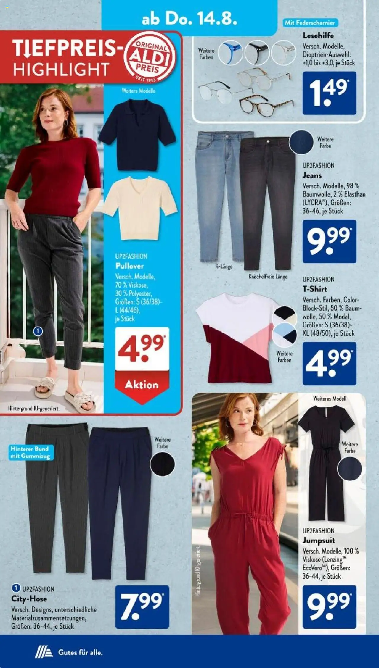 Aldi Süd Prospekt 	 - gültig ab dem 11.08.2025 | Seite: 12 | Produkte: Jumpsuit, Up2fashion, Pullover, Jeans