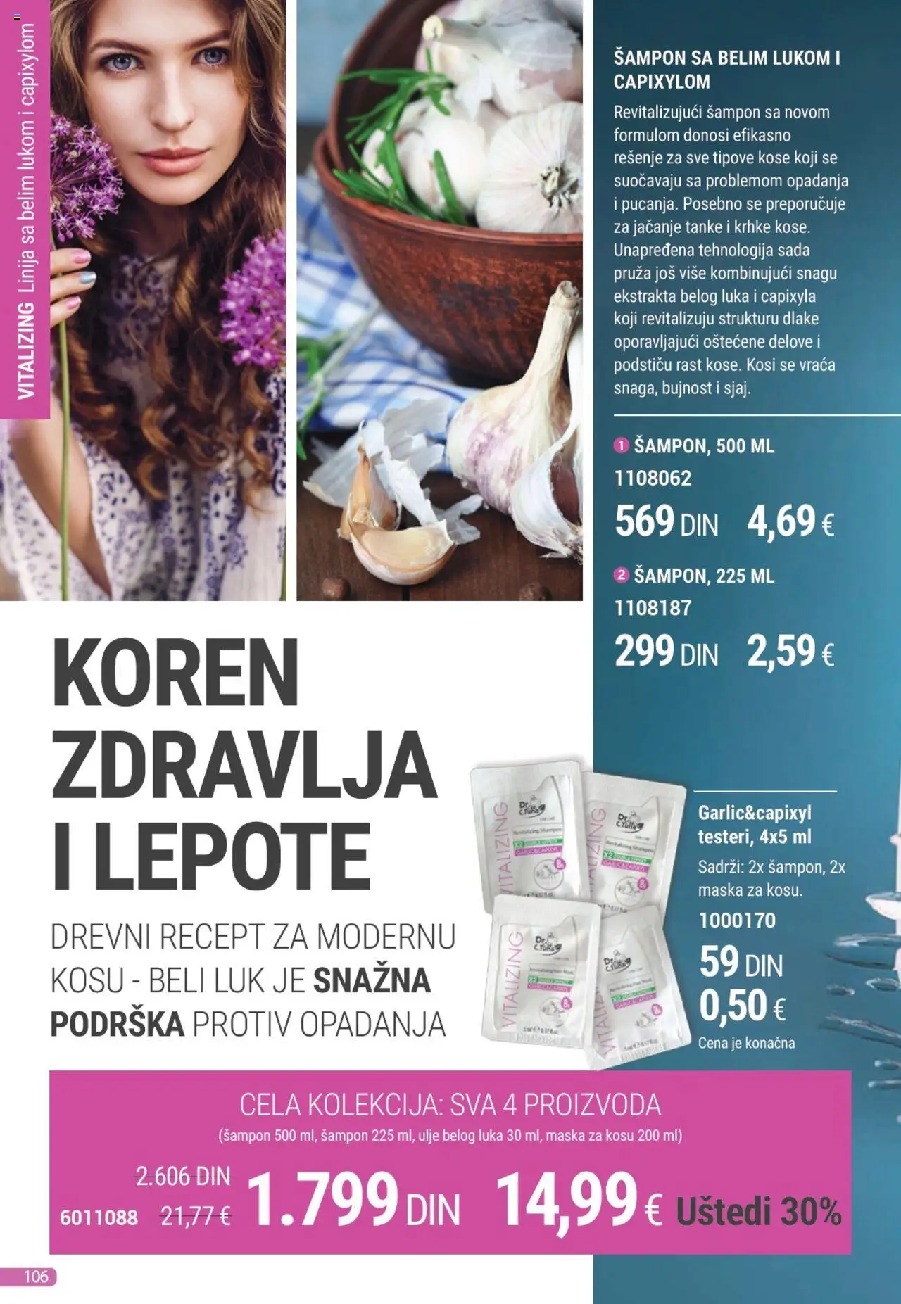 Farmasi katalog - važi od 01.08.2025 | Strana: 106 | Proizvode: Beli luk, Šampon, Maska, Ulje