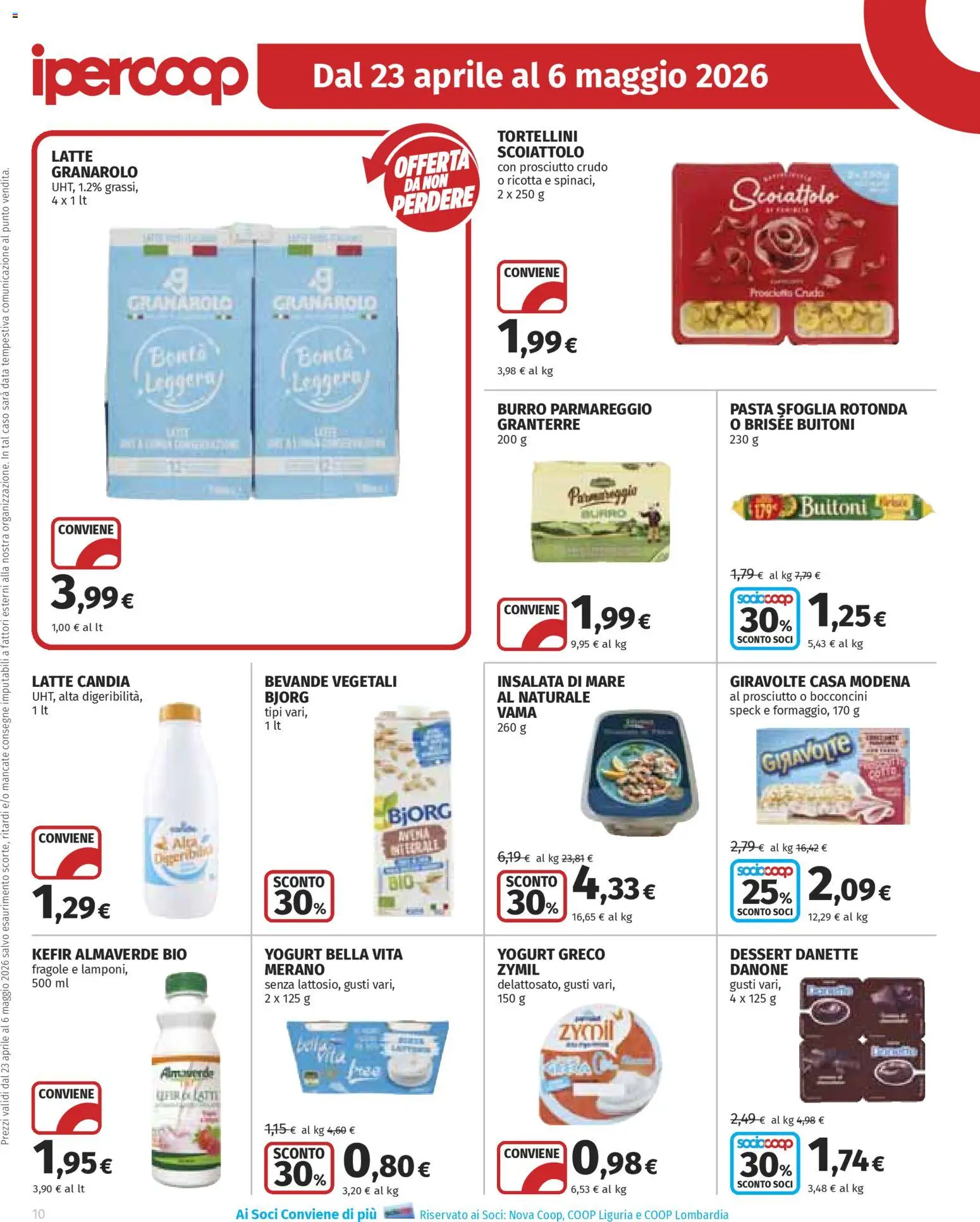 Volantino Ipercoop del 23.04.2026 | Pagina: 10 | Prodotti: Yogurt greco, Fragole, Data, Ricotta