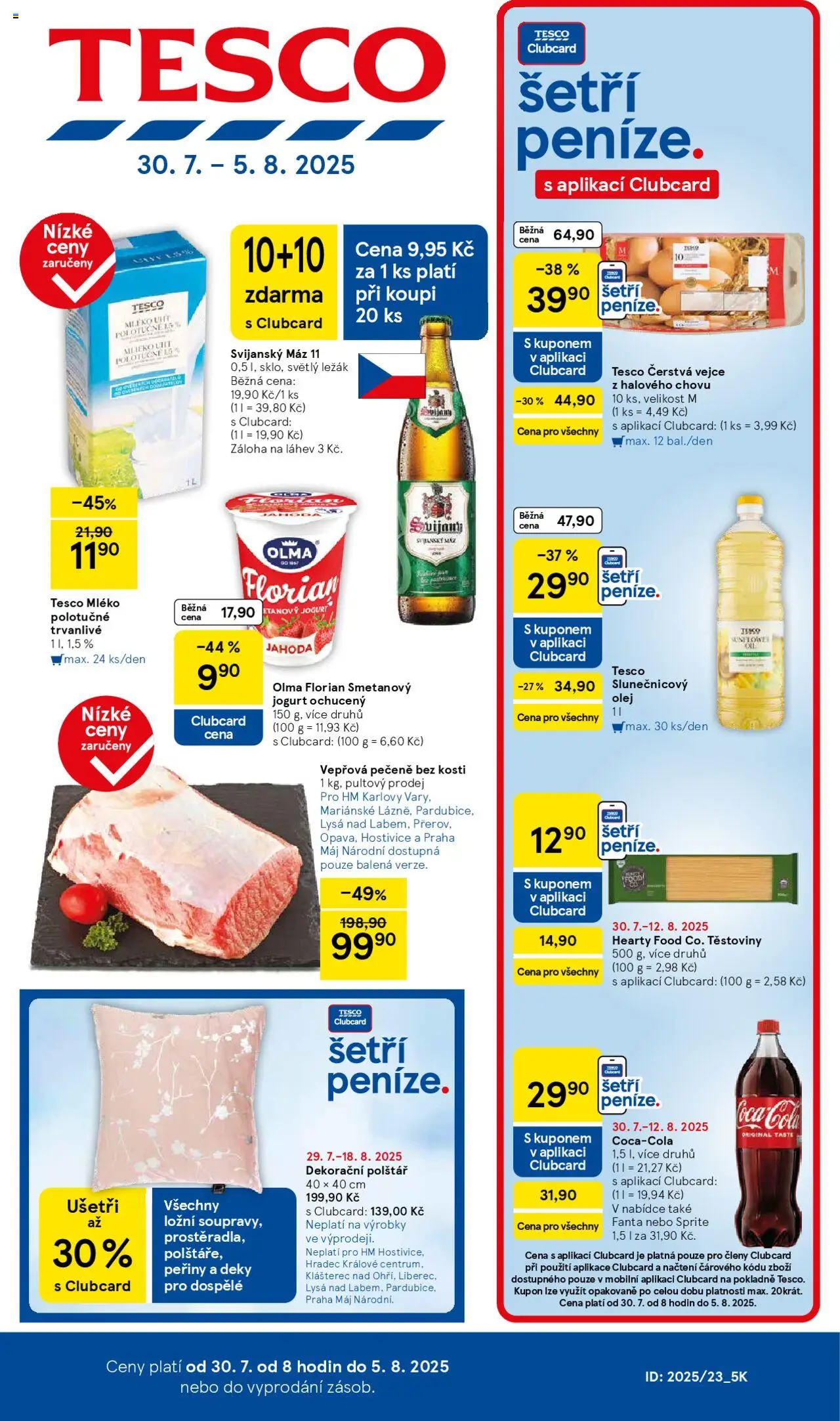 Tesco leták - Hypermarket od 30.07.2025 | Strana: 1 | Produkty: Mléko, Smetanový jogurt, Sprite, Cola