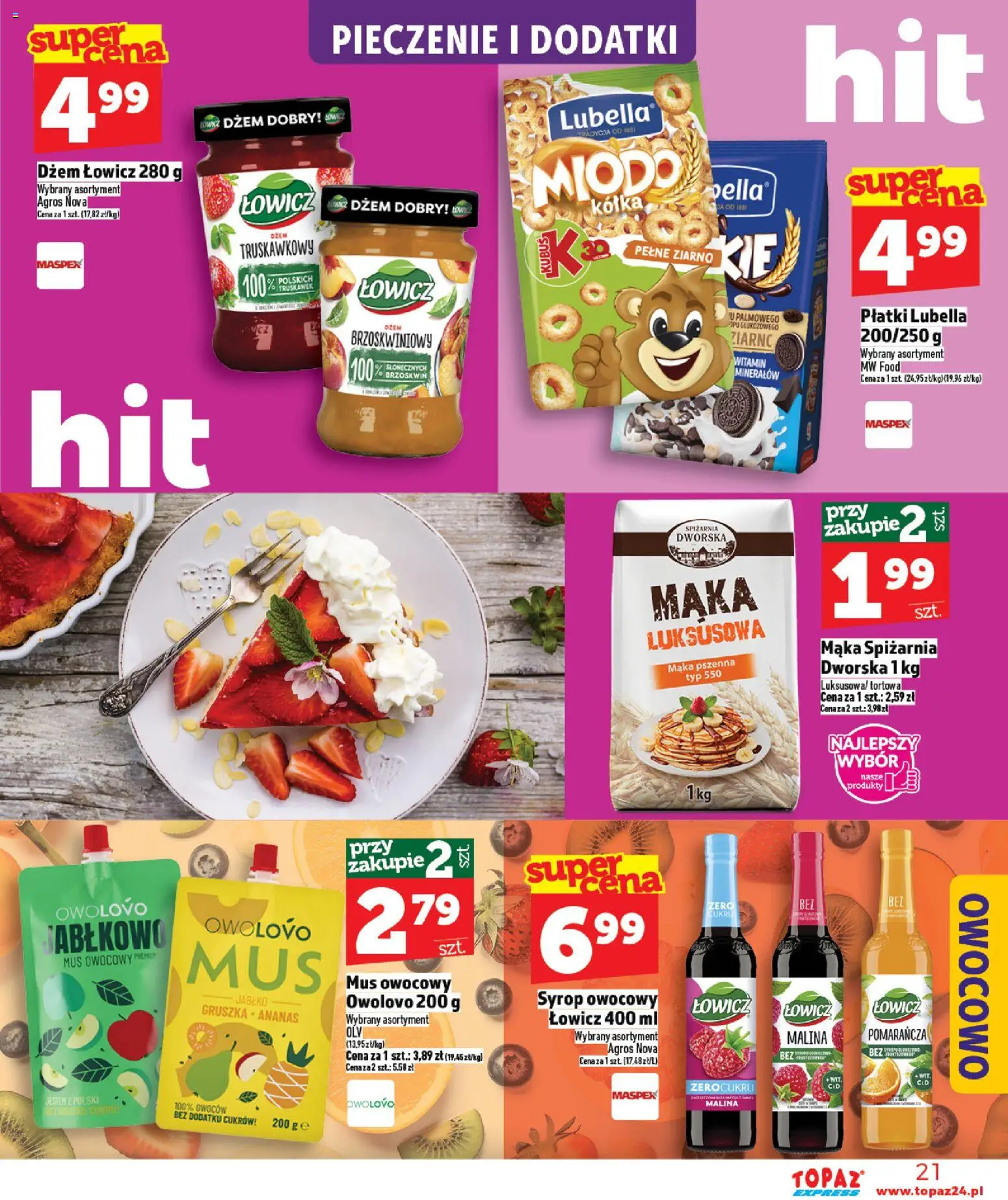 Topaz gazetka - Express od 23.04.2026 | Strona: 21 | Produkty: Syrop, Dżem, Ananas, Płatki