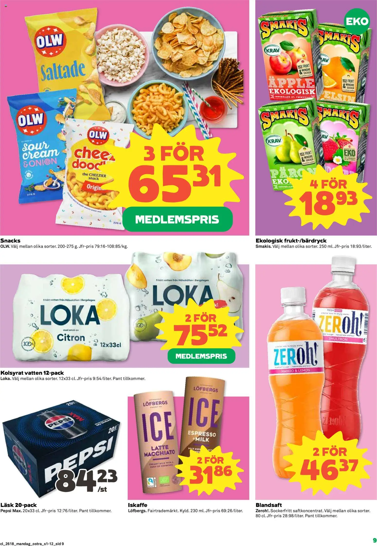 Coop Daglivs reklamblad aktuell från 27.04.2026 | Sida: 9 | Produkter: Loka, Pepsi, Iskaffe, Mango