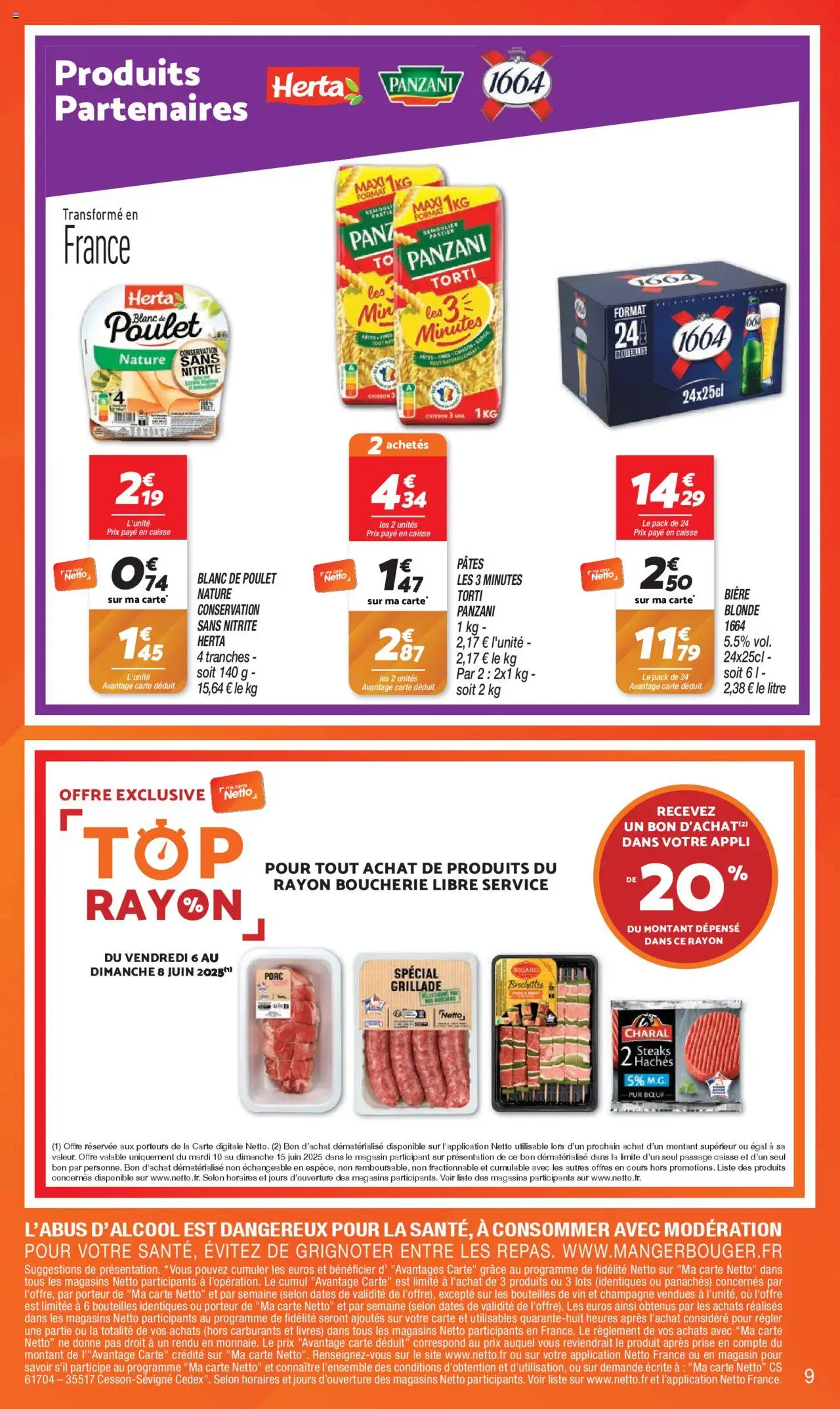 | Page: 9 | Produits: Biere blonde 1664, Ricard, Vin, Porc