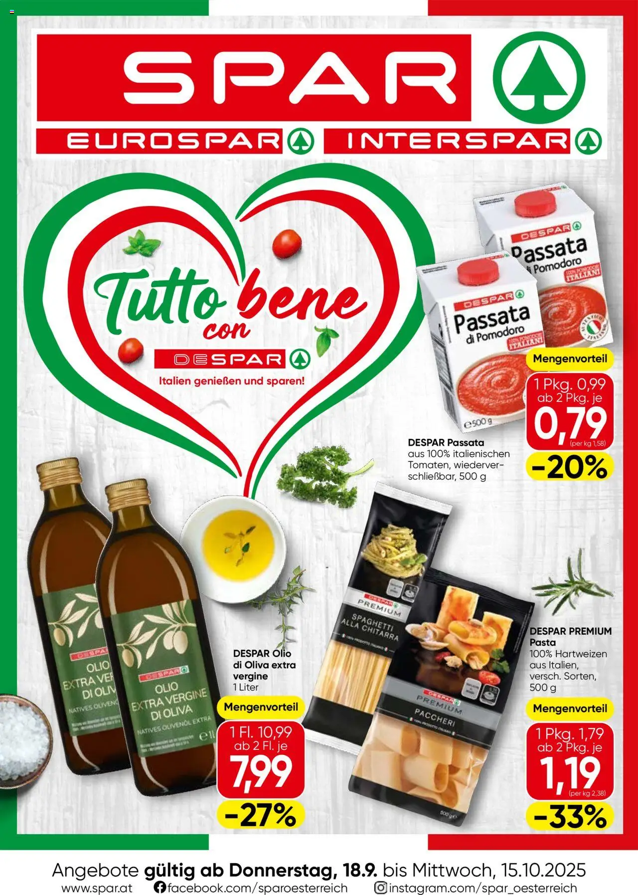 Spar - Oberösterreich Italien gültig ab 18.09.2025 | Seite: 1 | Produkte: Pasta, Hajdina liszt