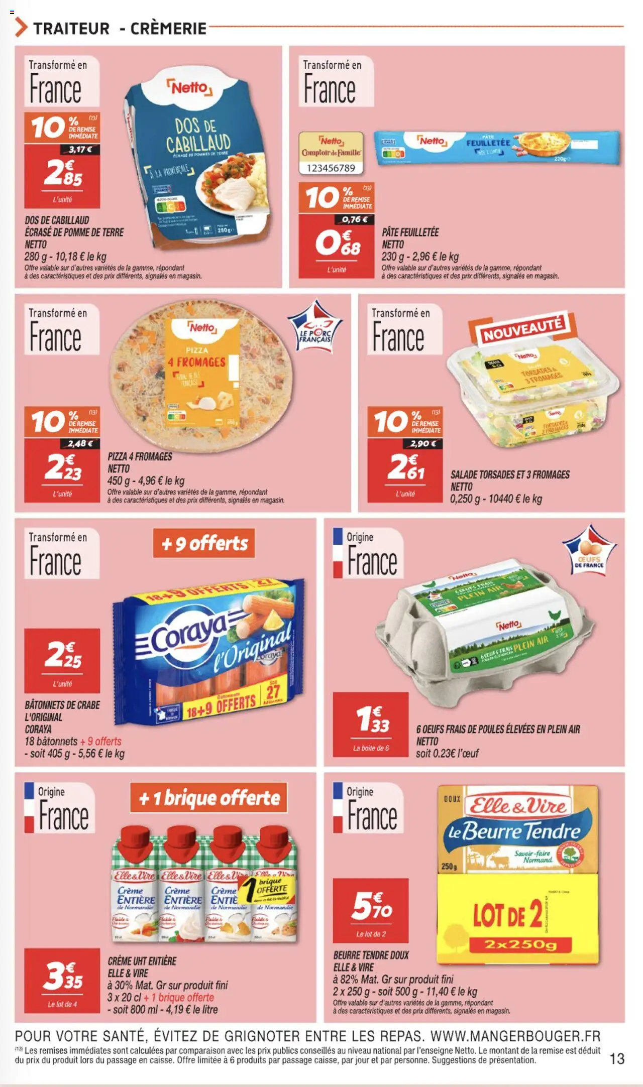  | Page: 13 | Produits: Salade, Pomme de terre, Pâte feuilletée, Dos de cabillaud