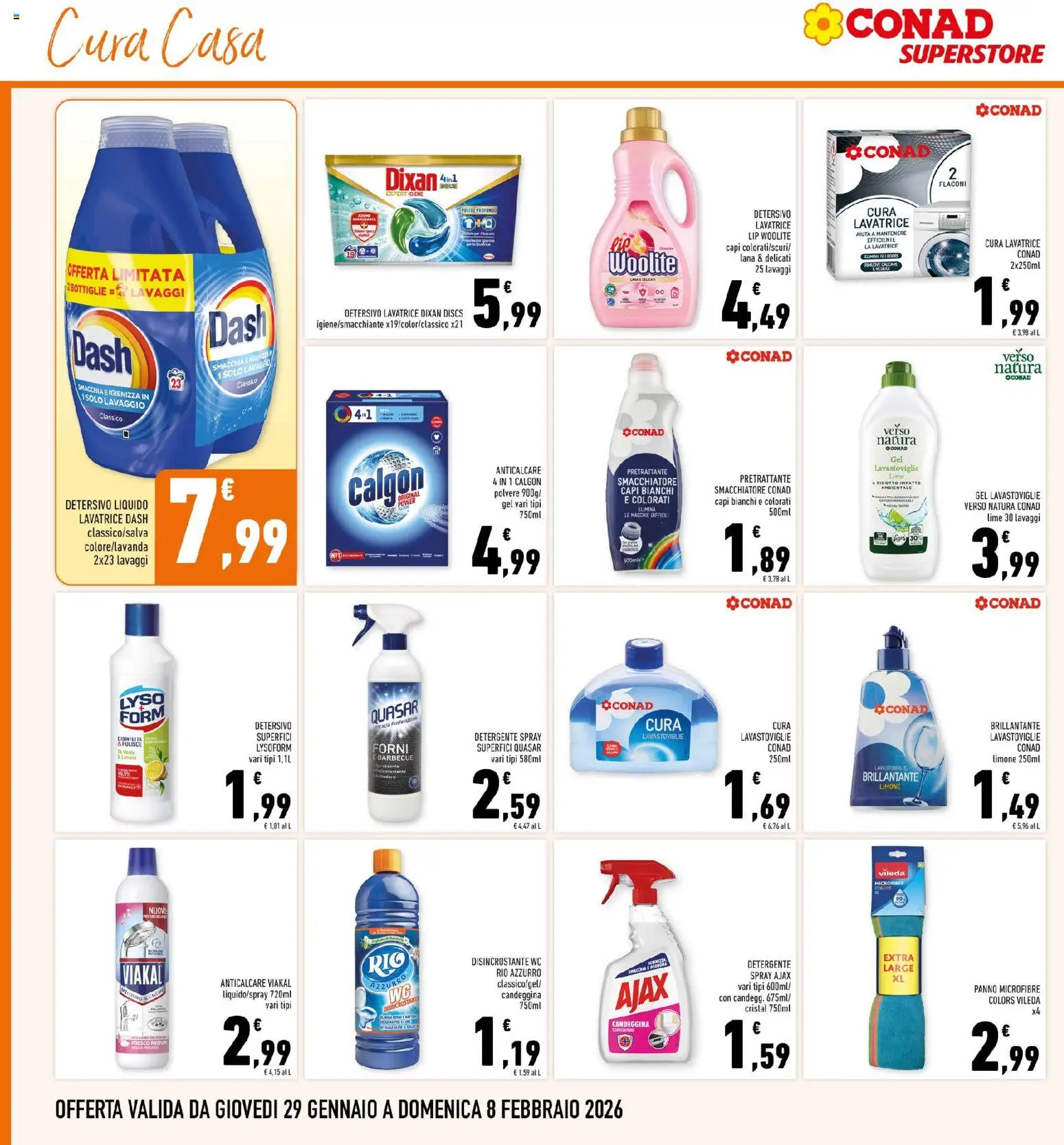 Volantino Conad del 29.01.2026 | Pagina: 30 | Prodotti: Smacchiatore, Candeggina, Anticalcare, Limone