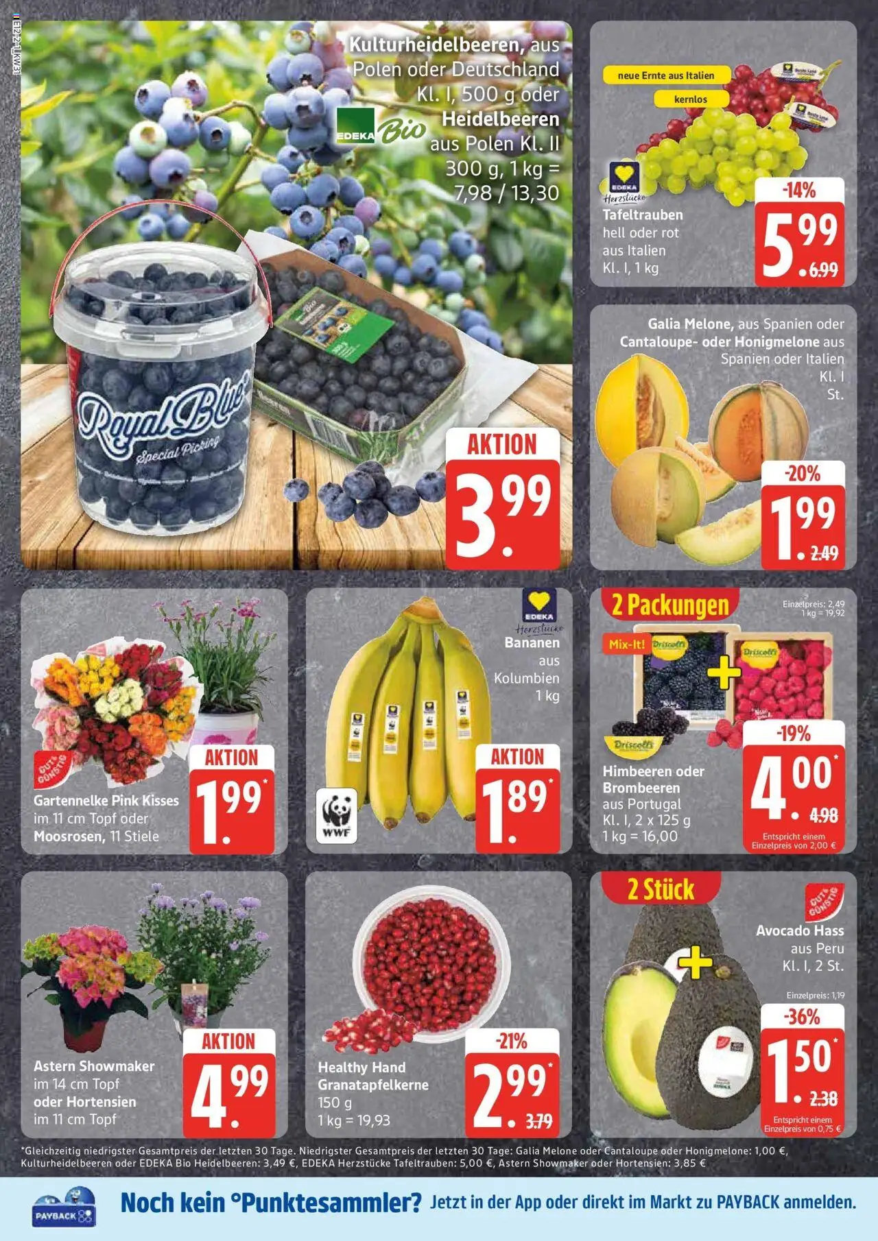 Edeka prospekt Handorf	 - gültig ab dem 27.07.2025 | Seite: 6 | Produkte: Himbeeren, Bananen, Honigmelone, Melone