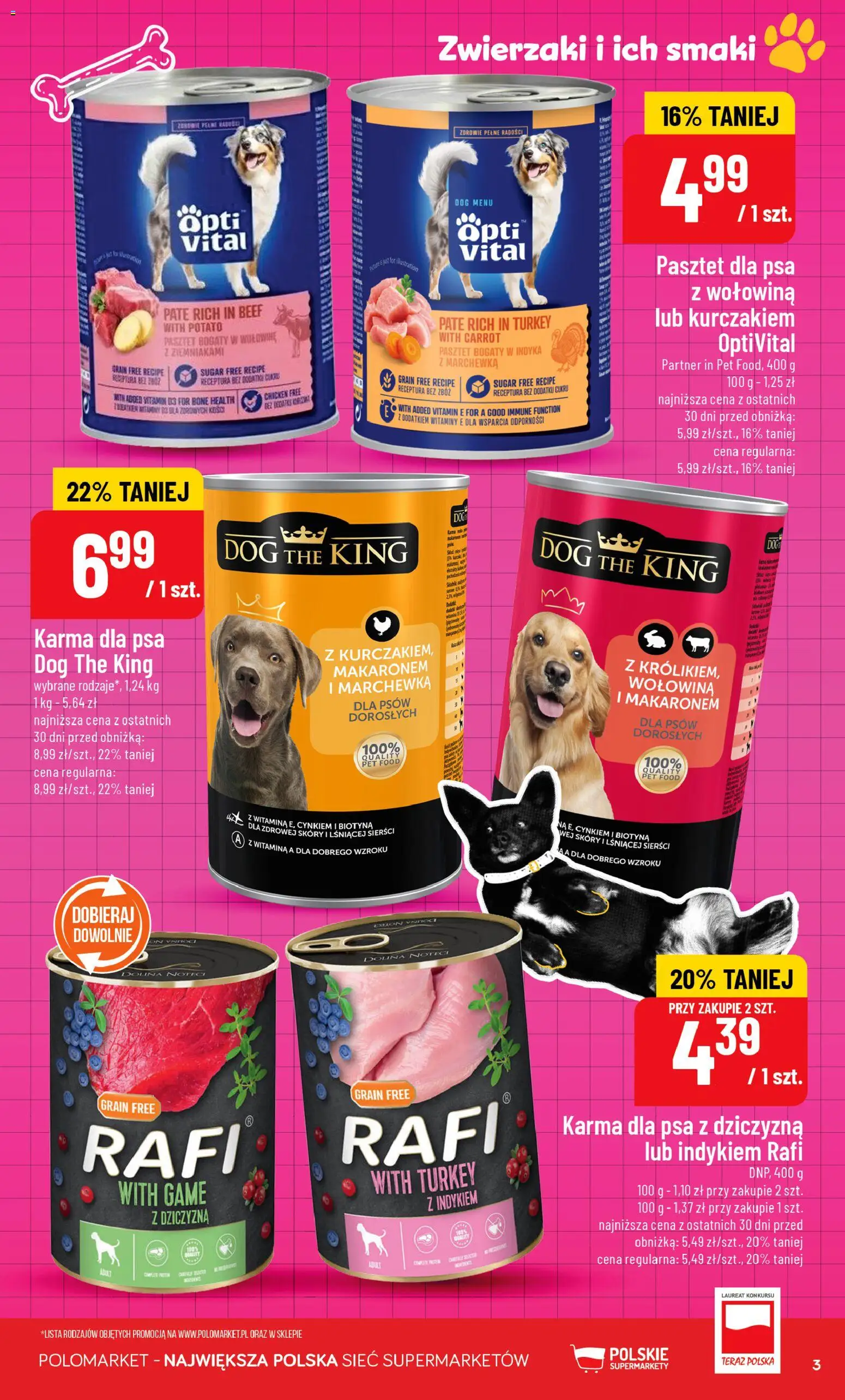 POLOmarket gazetka - Zwierzaki i ich smaki od 25.03.2026 | Strona: 3 | Produkty: Karma dla psa, Wołowina, Marchewka