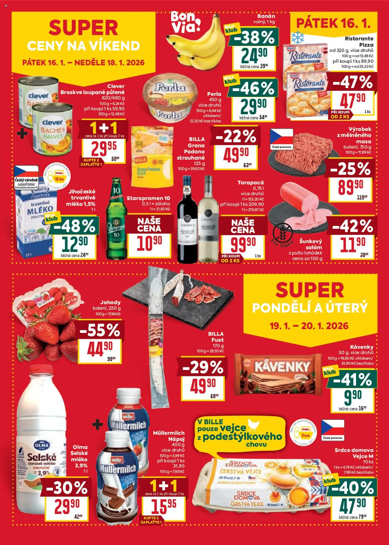 Billa Malý leták od 14.01.2026 | Strana: 4 | Produkty: Pizza Ristorante, Perla, Clever, Müllermilch